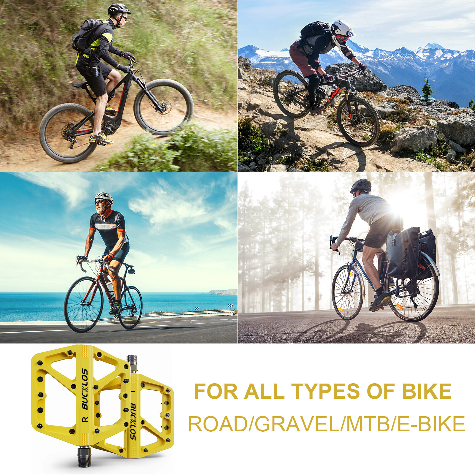 MTB PEDALS BIKE FLAT SEALED BEARING NYLON BICYCLE ROAD PLATFORM WIDEN PEDALS US