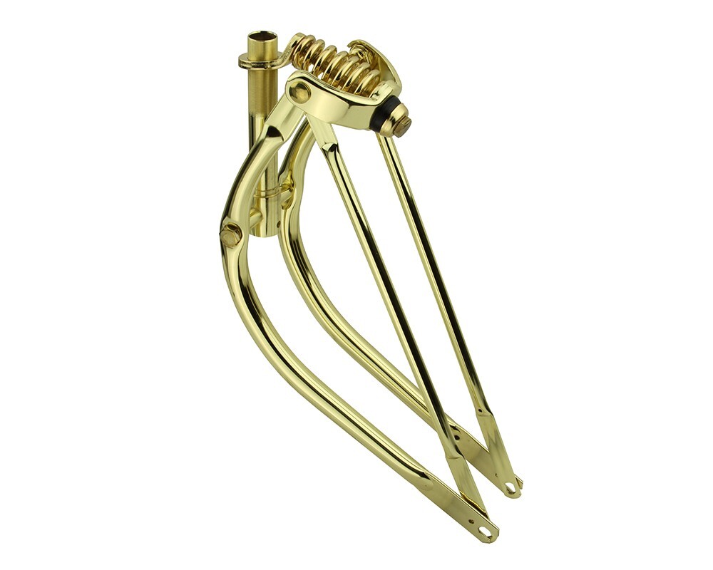 ALTA Heavy Duty Steel Plated 1″ Threaded Springer 20″ Bent Spring Fork Gold Bike