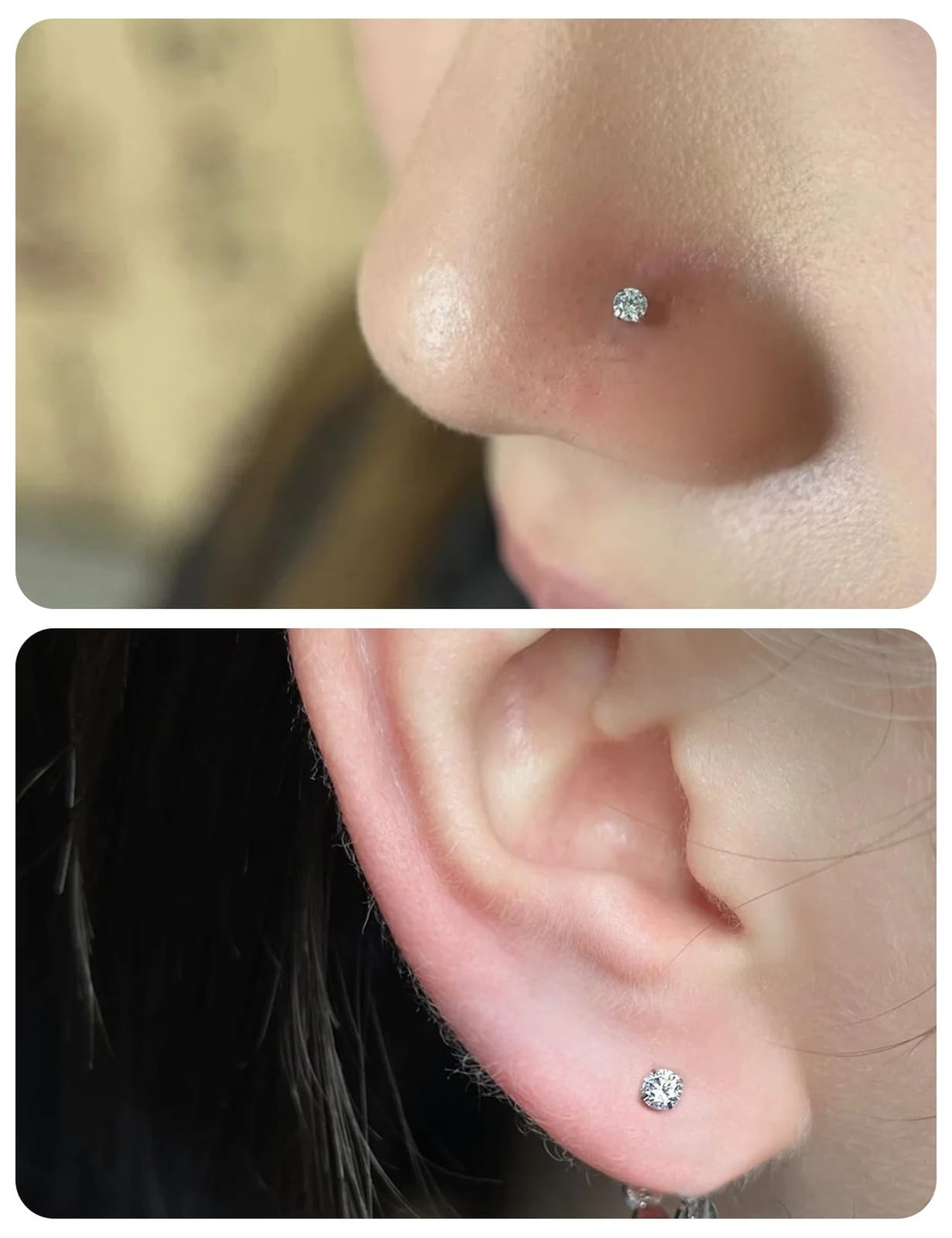 16G 18G 20G Threadless Flat Back Nose Ring Studs Earrings 316L Stainless Surg…