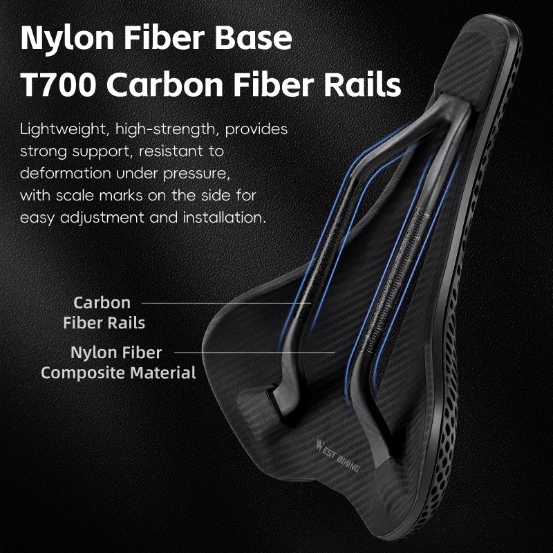 WEST BIKING 3D Printed Nylon Bicycle Saddle Hollow Racing Bike Seat Cushion