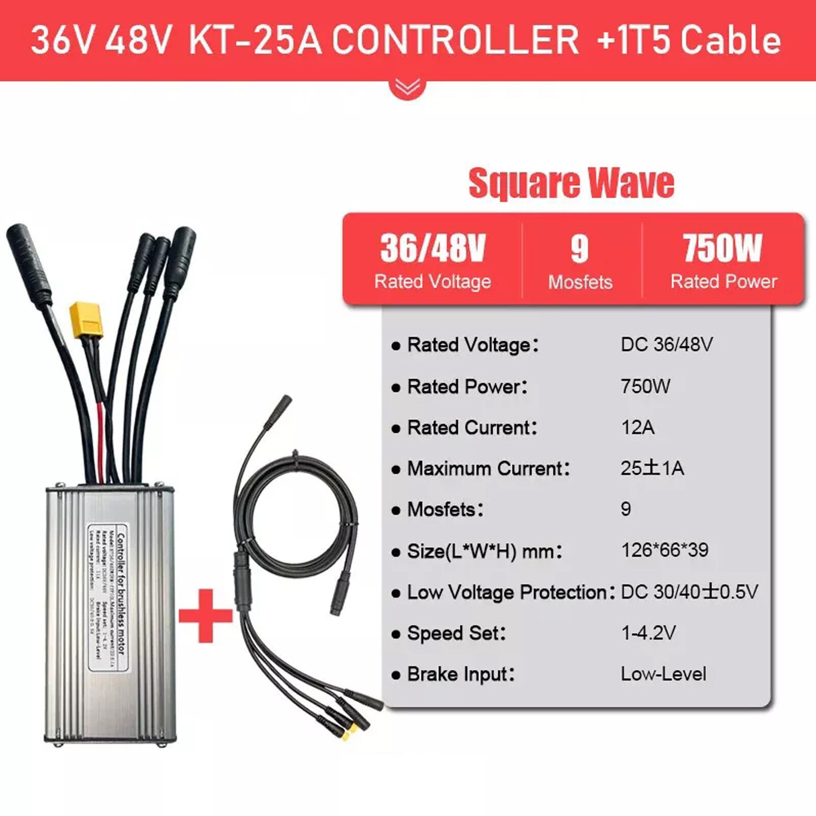 36V 48V 25A 750W E-bike Controller Waterproof Brushless Motor Electric Bicycle