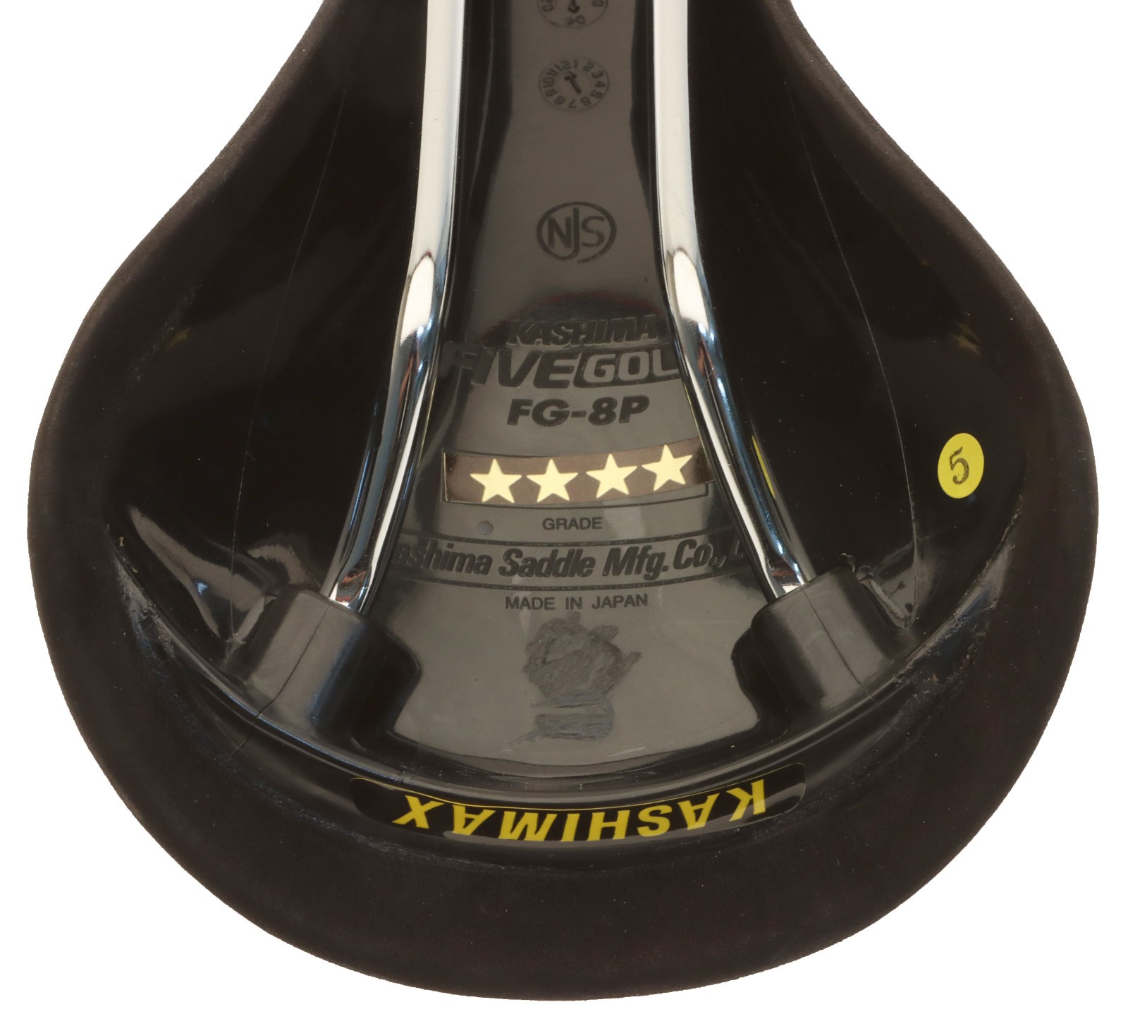 Kashimax Five Gold 8PE Saddle NJS 30mm Rails Black Suede Leather /w Logo NEW NOS