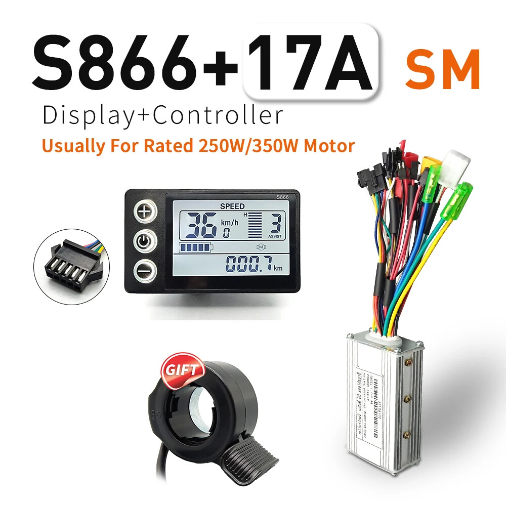 E-bike 36V/48V 17A 40A Three-Mode Sine Wave Controller with 866 LCD Display
