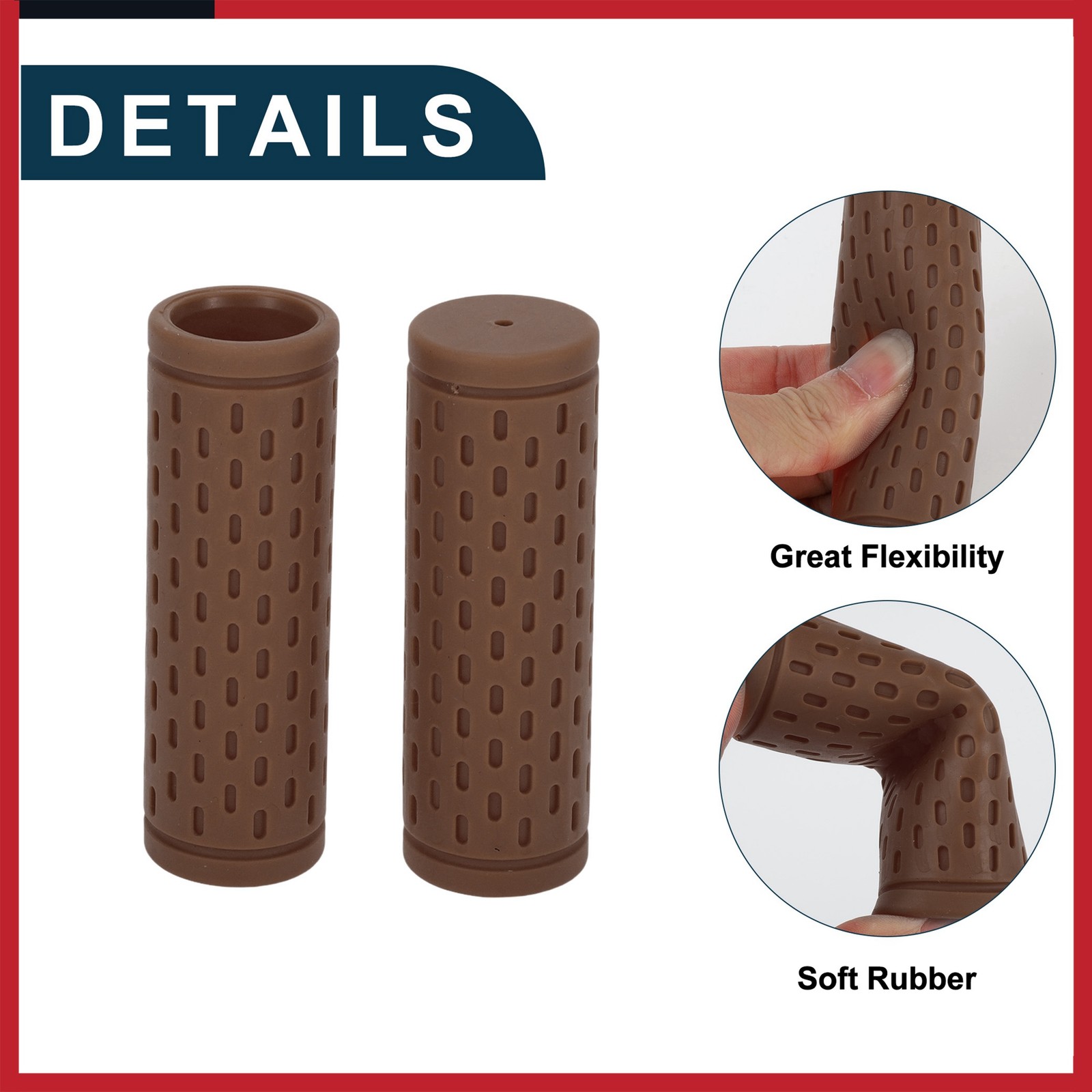 Bike Handlebar Grip Cover 90mm Lightweight MTB End Grips Protector Brown Pair