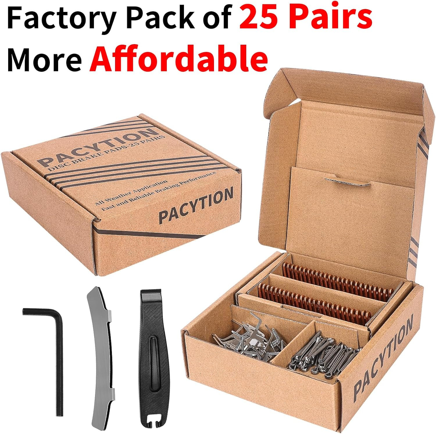 25 Pairs Sintered Metal Ebike Bicycle Disc Brake Pads, Compatible with Tektro Br