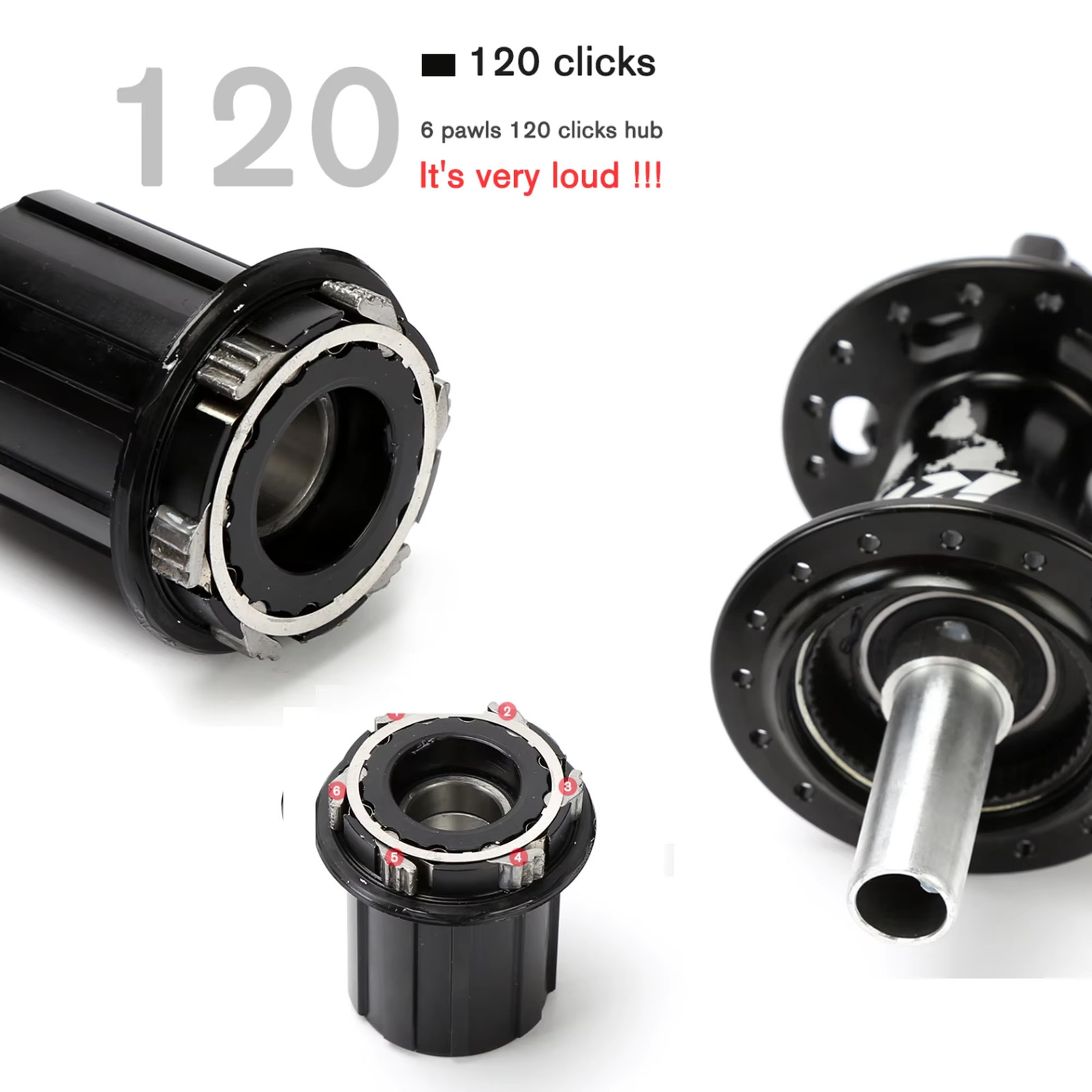 120 Click Hub 6 Bearing MTB Mountain Bike Hub Front Rear 28 32 36 Holes QR Thru-