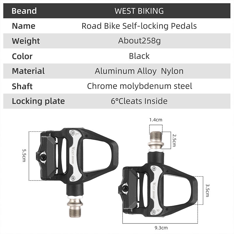 Bike Self-locking Pedals Cycling Clipless Pedals Aluminum Cleats SPD Pedals