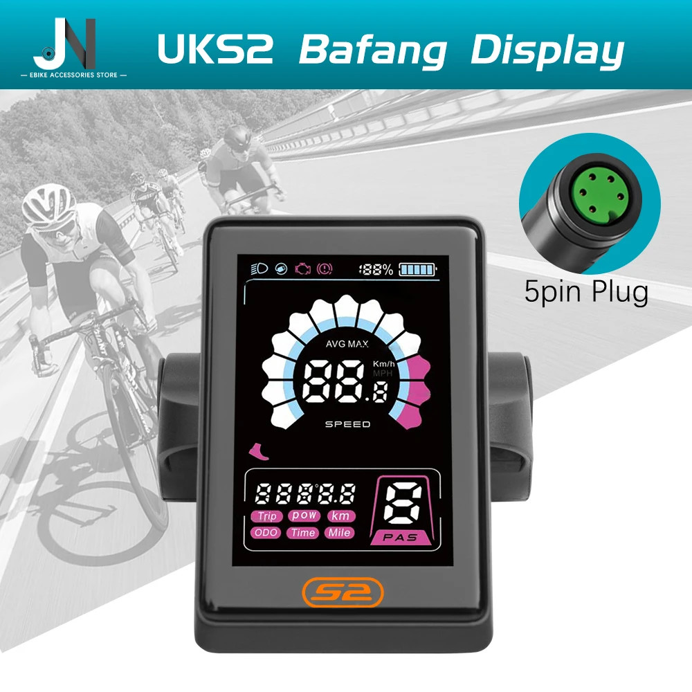 Electric Bicycle LCD UKS2 Display 36V 48V 52V 60V 72V with 5PIN Waterproof Plug