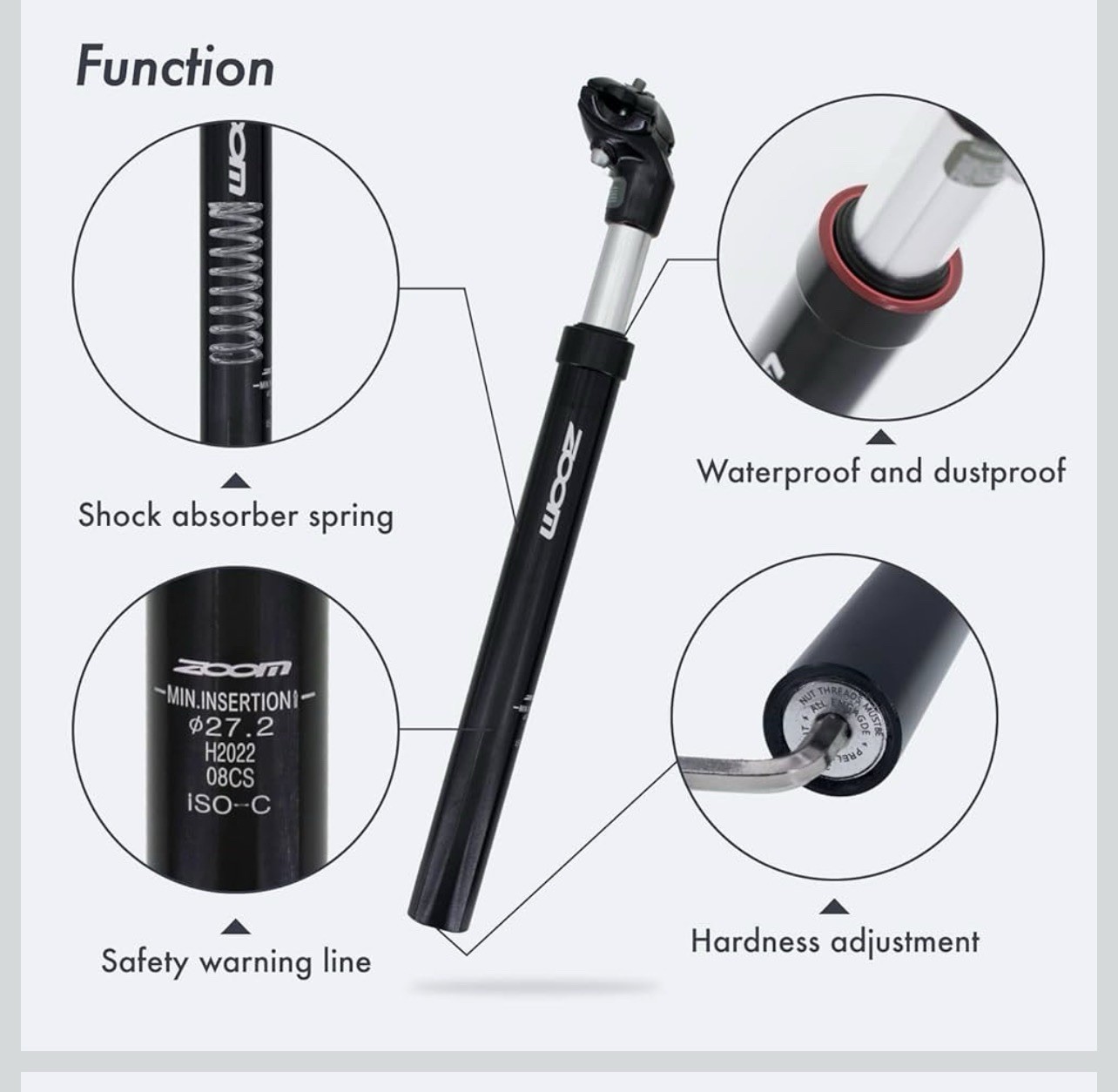 DJC Bike Suspension Seatpost Shock Absorber Damper Post 31.6mm Red Head