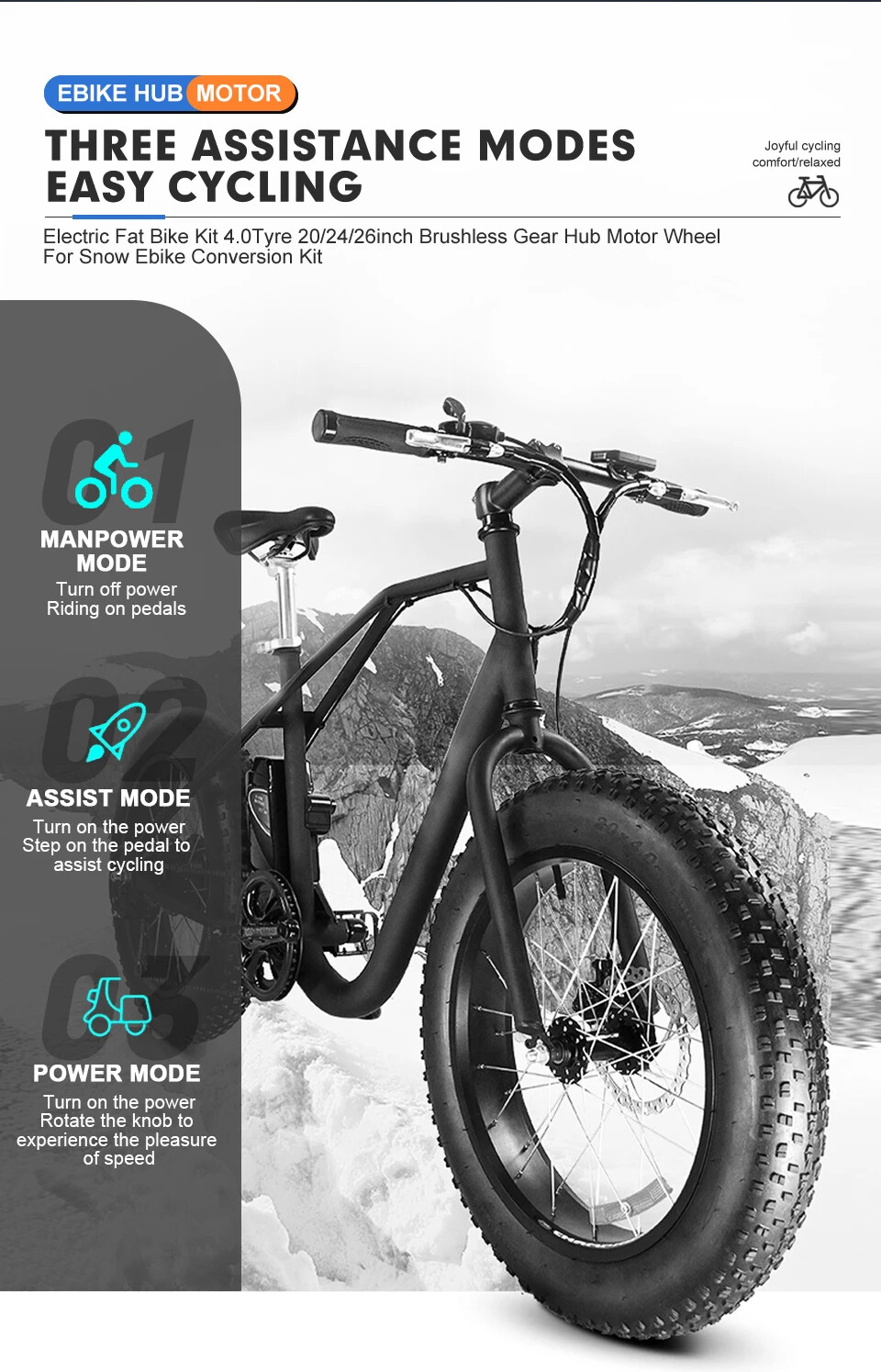 36V48V 500W EBike Fat Rear Cassette Hub Motor Wheel 170mm Dropout Snow Ebike Kit