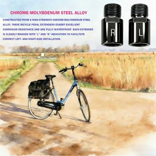 Bike Pedal Extenders,Chrome-Molybdenum Steel Pedal Extenders (1 Pair), Black