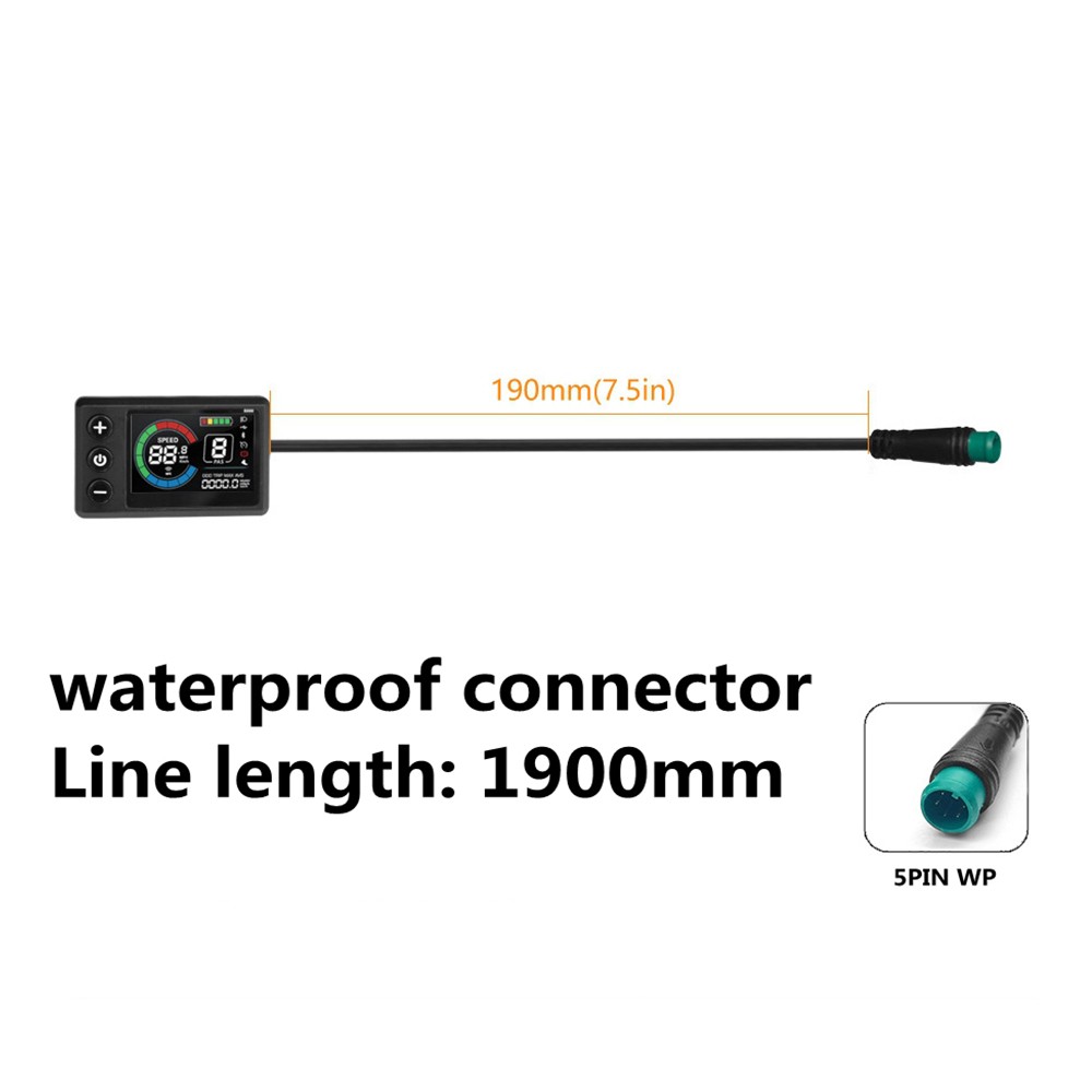 Ebike Meter 24V 36V 48V 60V S866-1S Color Display Control Panel 5PIN WP Plug US