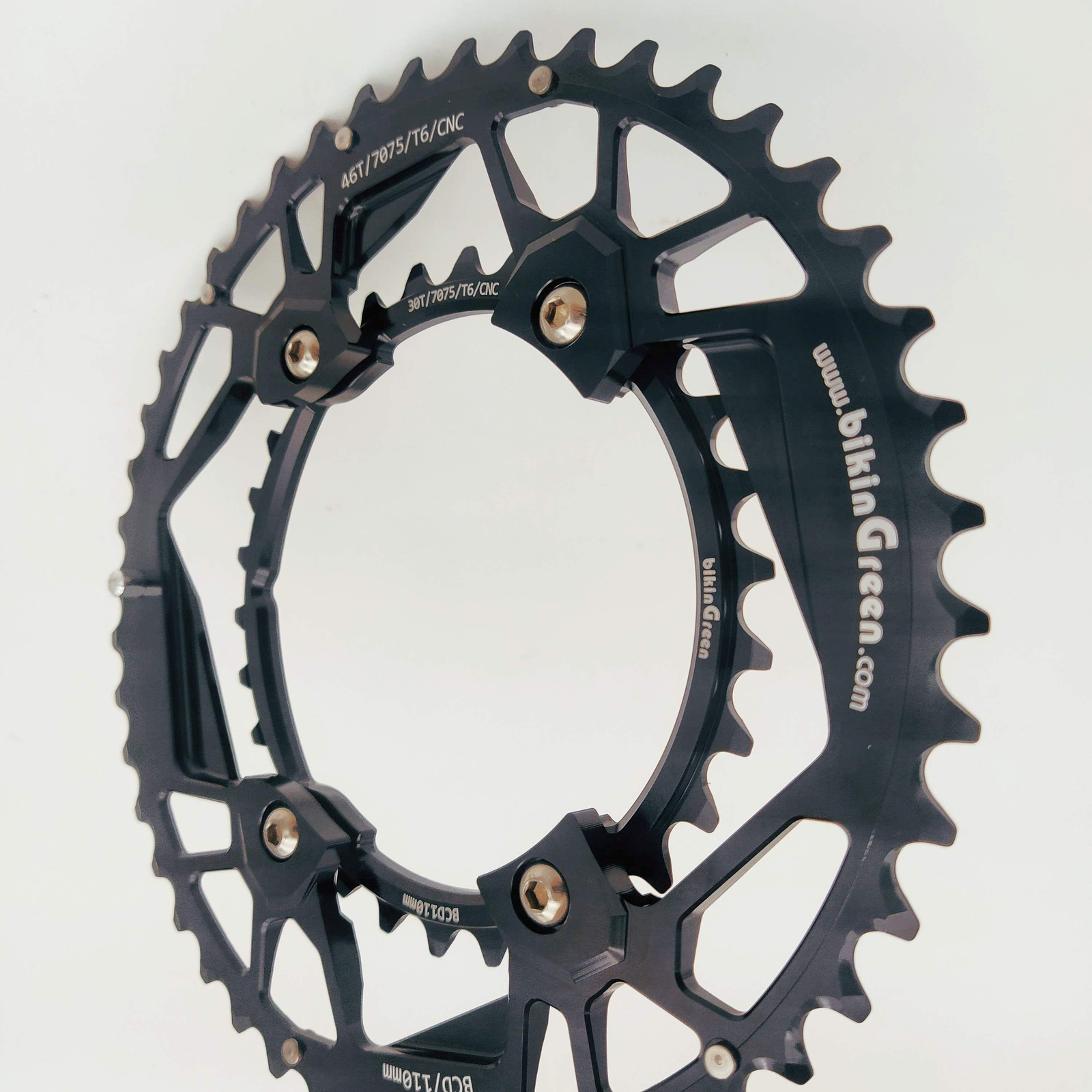 bikinGreen CNC Chainring 46/30T Fit Shimano 4 Arm 10-12Spd V4 128g Super Light