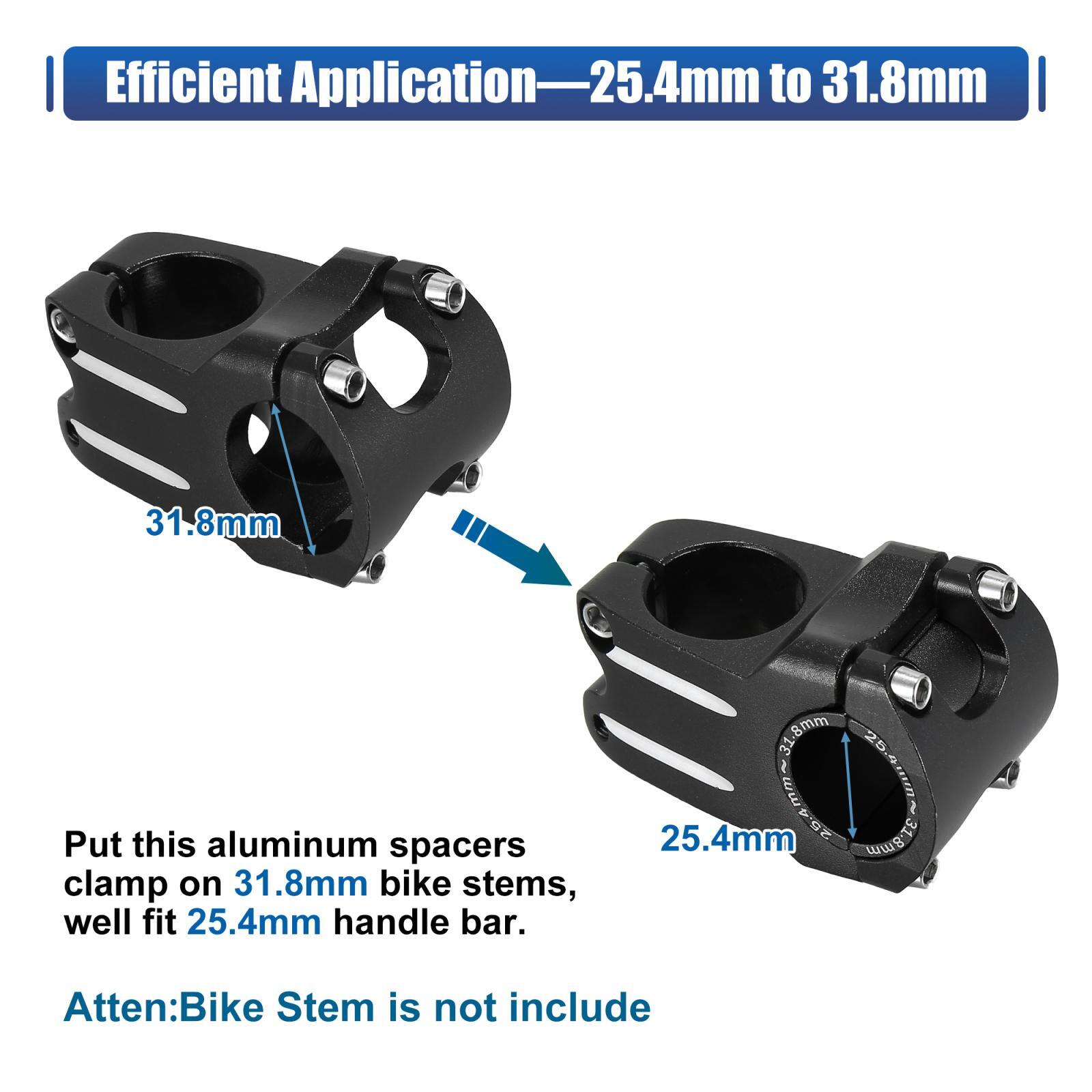 2 Pair Bike Handlebar Shim 25.4 to 31.8mm Handlebar Shim Spacer Stem Size Reduce