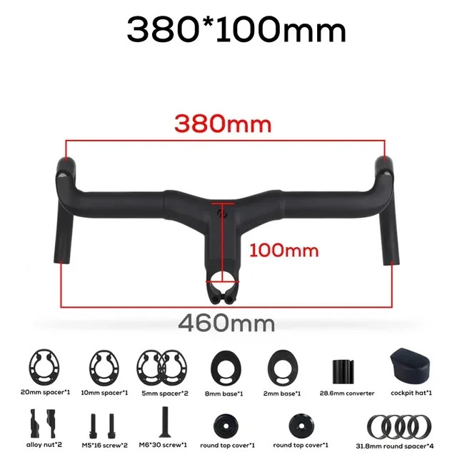 -6 Degree Carbon Fiber Gravel Road Bike Drop Bar Full Internal Cable Routing