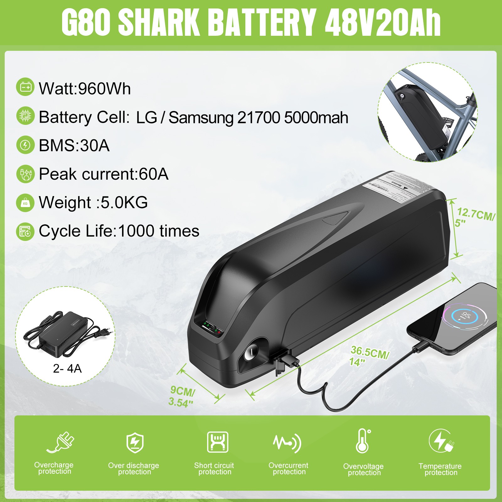 48V1000W Rear Hub Motor Kits Disc Brake Wheel E-bike Conversion Kit 26” 27.5”