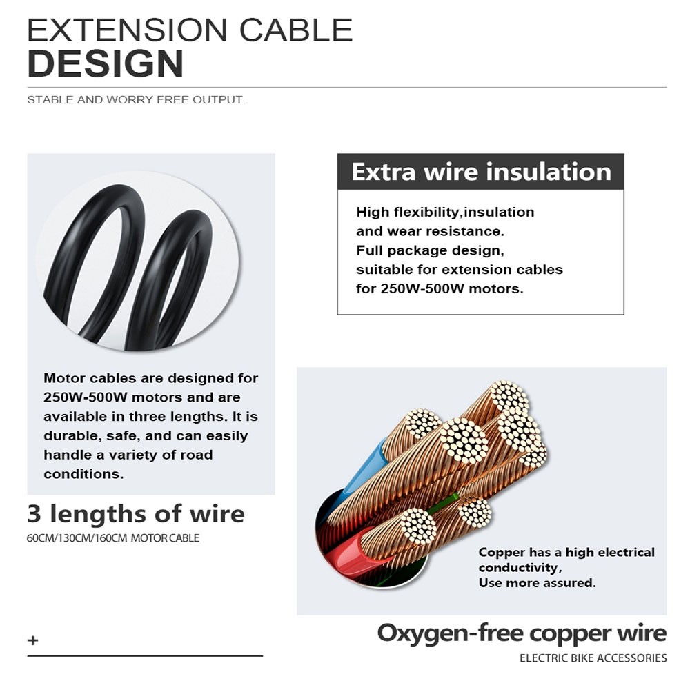 E-bike 12V-72V 1000W Hub Motor 9Pin Waterproof Extension Cable Conversion Line