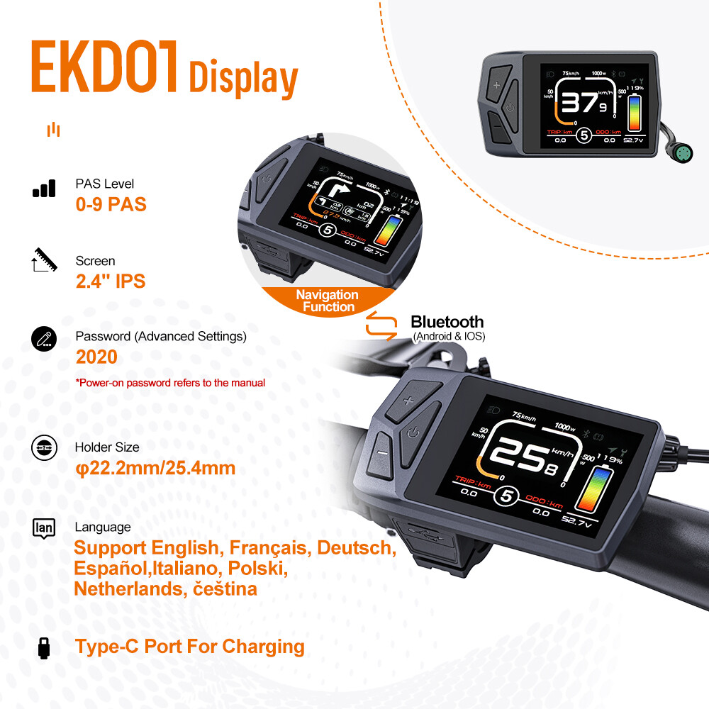 Electric Bike Multi Display EKD01 P860ML UART for Bafang BBS HD Mid Drive Motor