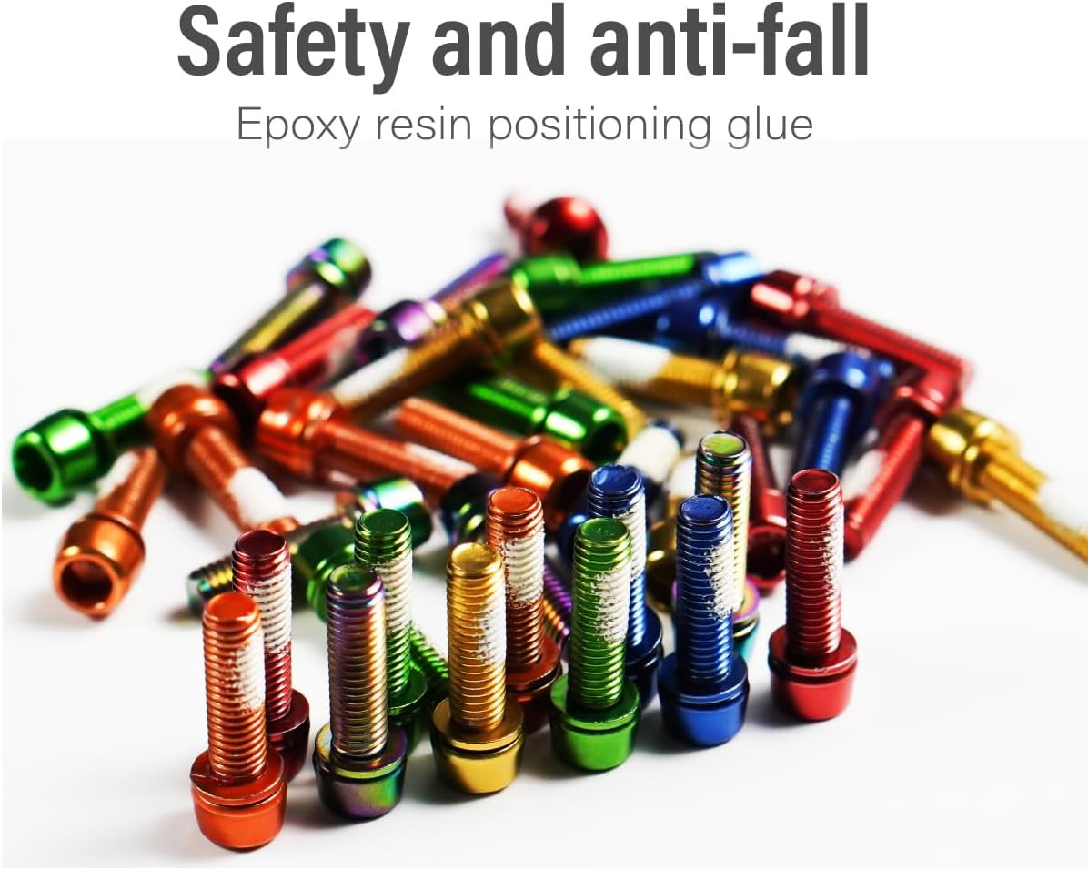 CNC Bike Stem Bolts，Stem Bolts for Bmx/Mtb/Road Bike with Washers（Red/Blue/Orang