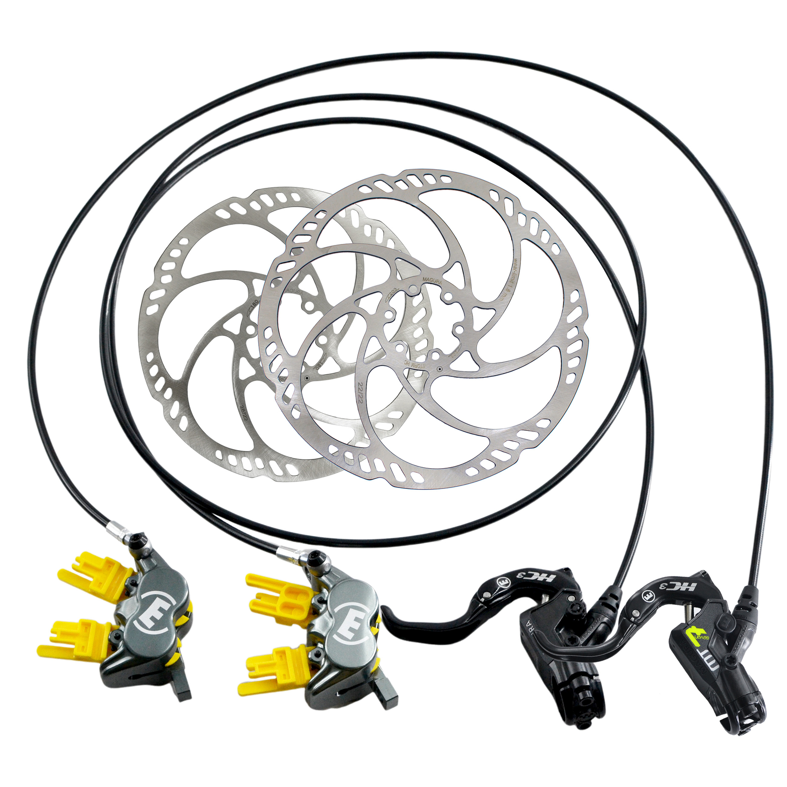 Magura MT7 HC3 4-Piston PM Hydraulic Disc Brake Set w/180&203mm Rotor (F+R)