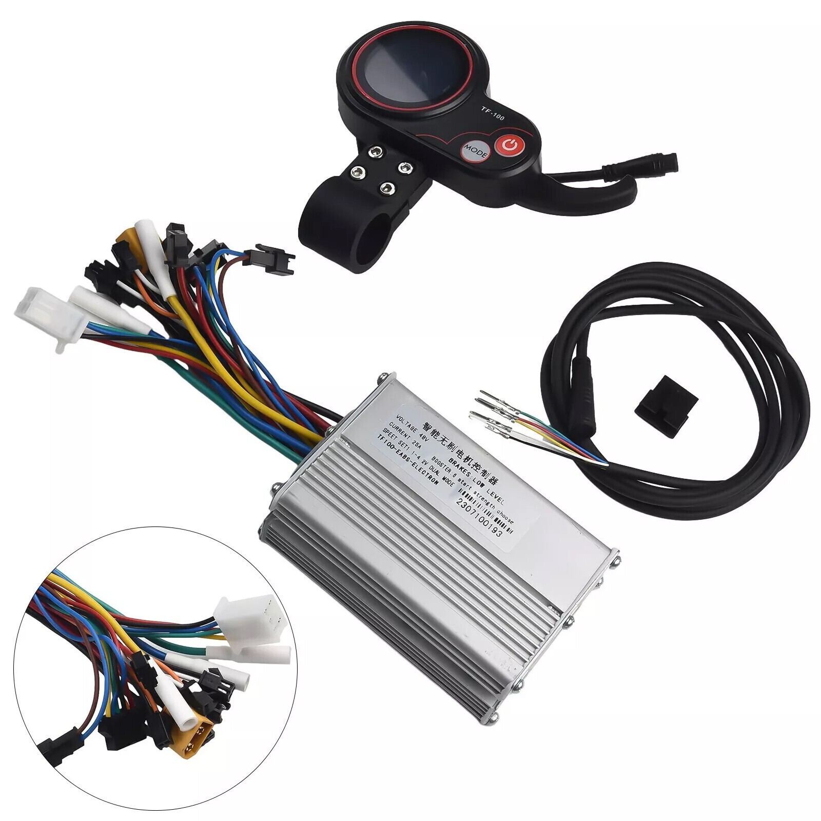 1200W 48V-25A Brushless Motor Controller + LCD Display + 6 Pin Cable For Scooter