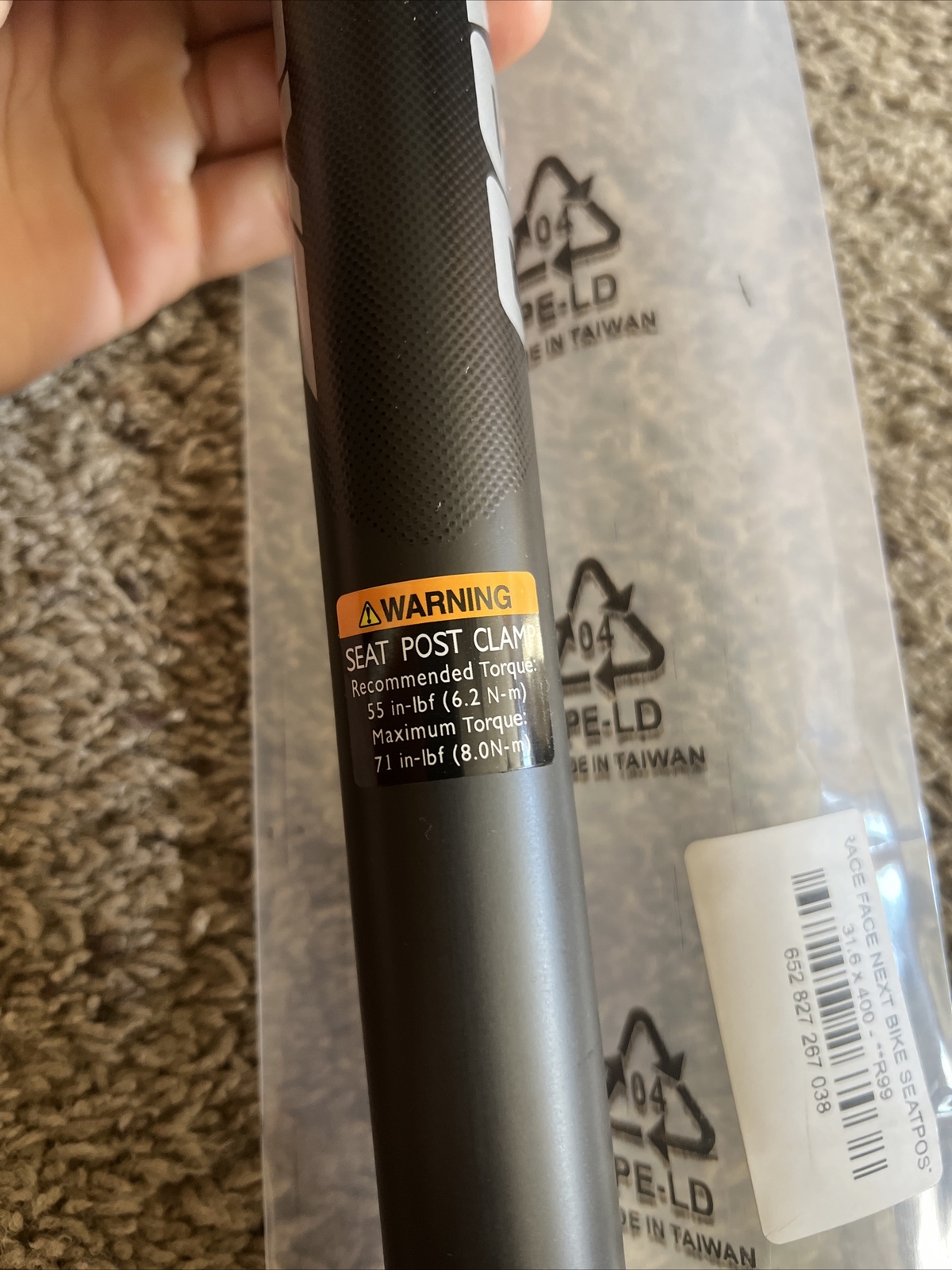RaceFace Next SL Carbon Seatpost, 31.6 x 400mm Black Premium Mtn Bike Component