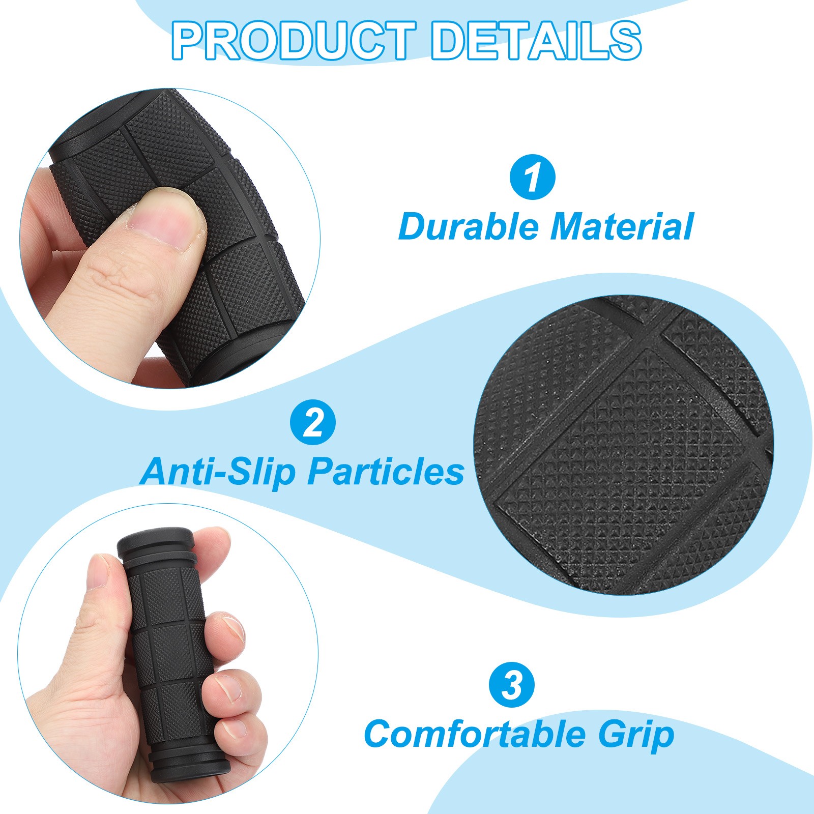 2Pcs 4.72″x0.75″ Non-Slip Bike Handlebar Grips Black