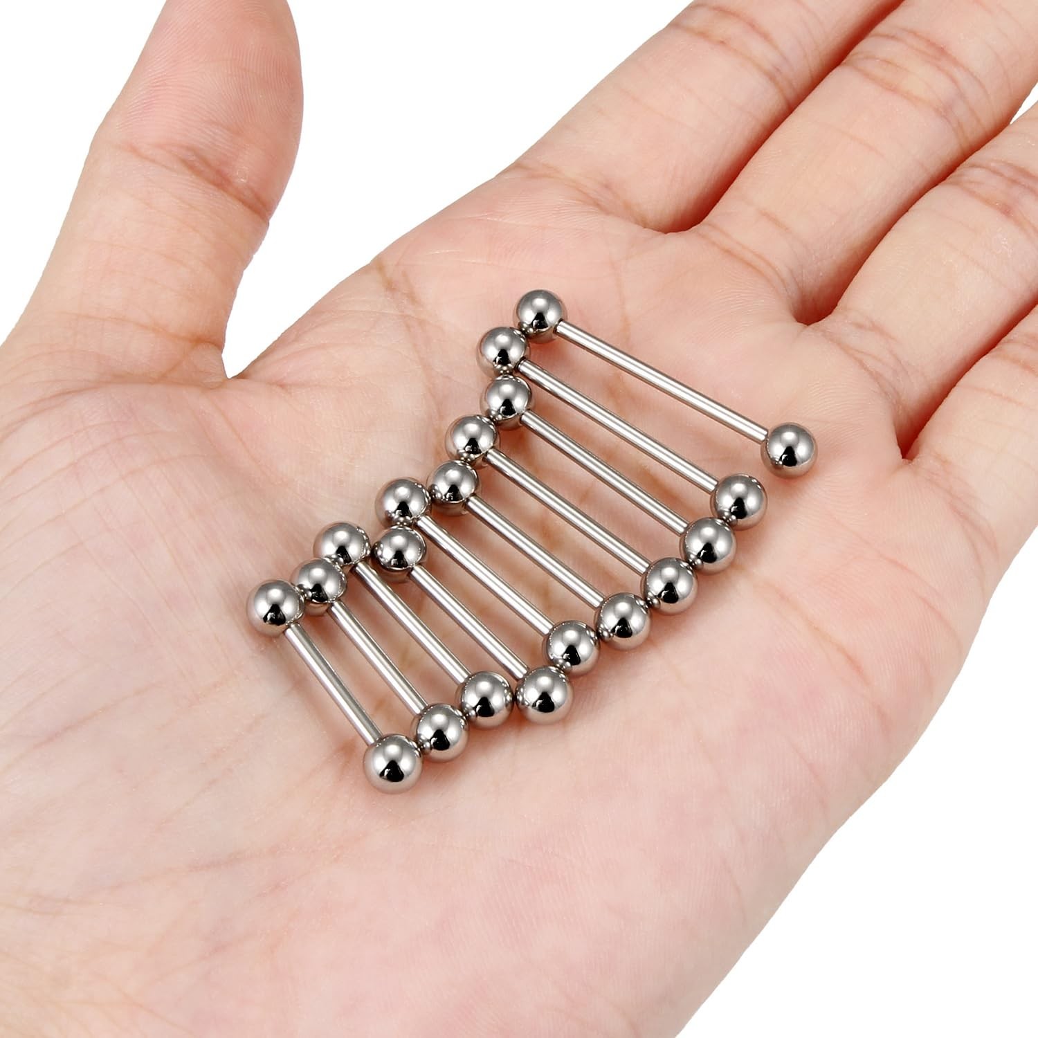16G 14G 12G Nipple Piercings Tongue Rings Externally/Internally Threaded Hypo…
