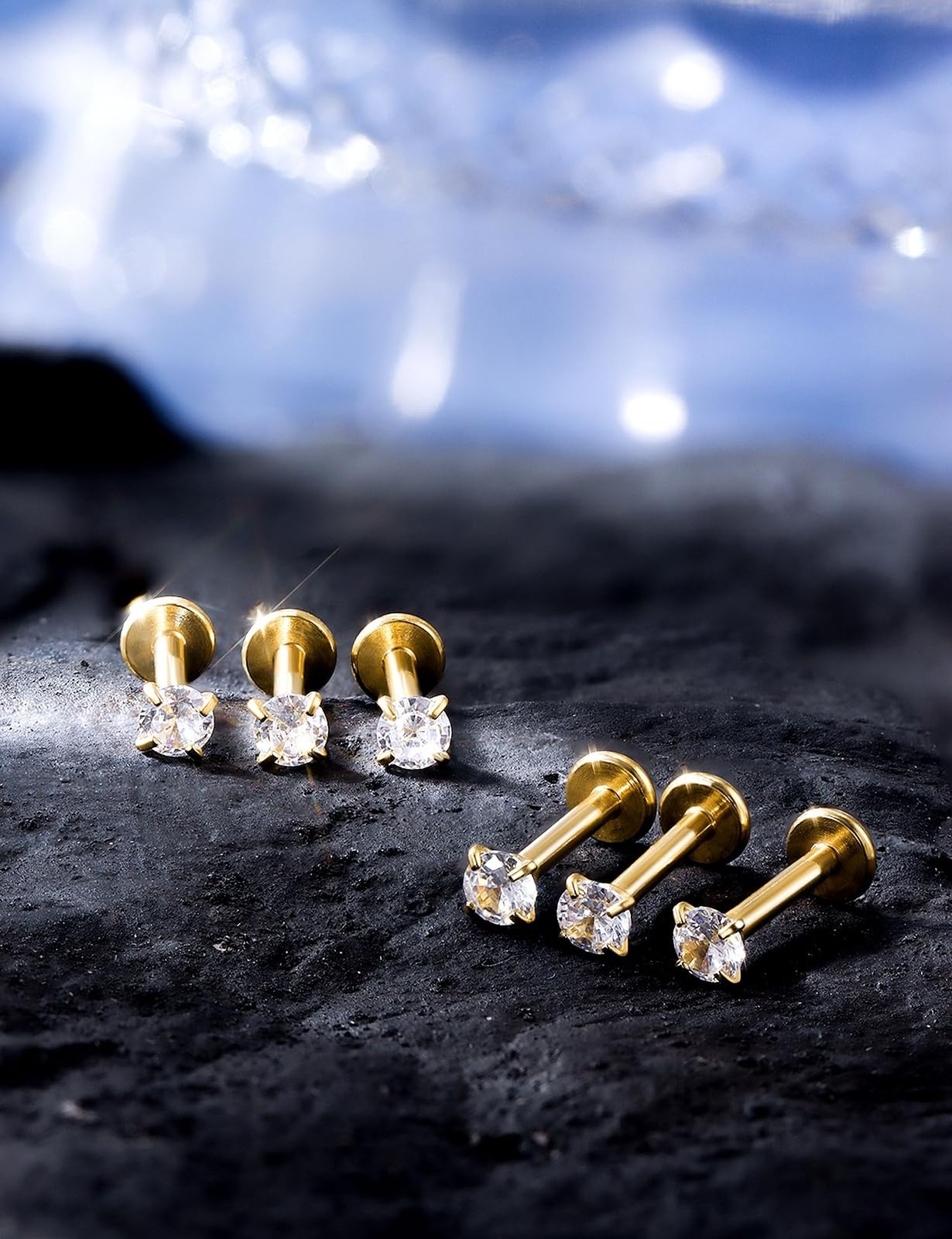 16G ASTM F136 Titanium Surgical Steel Internal Thread Flat Back Studs Earring…