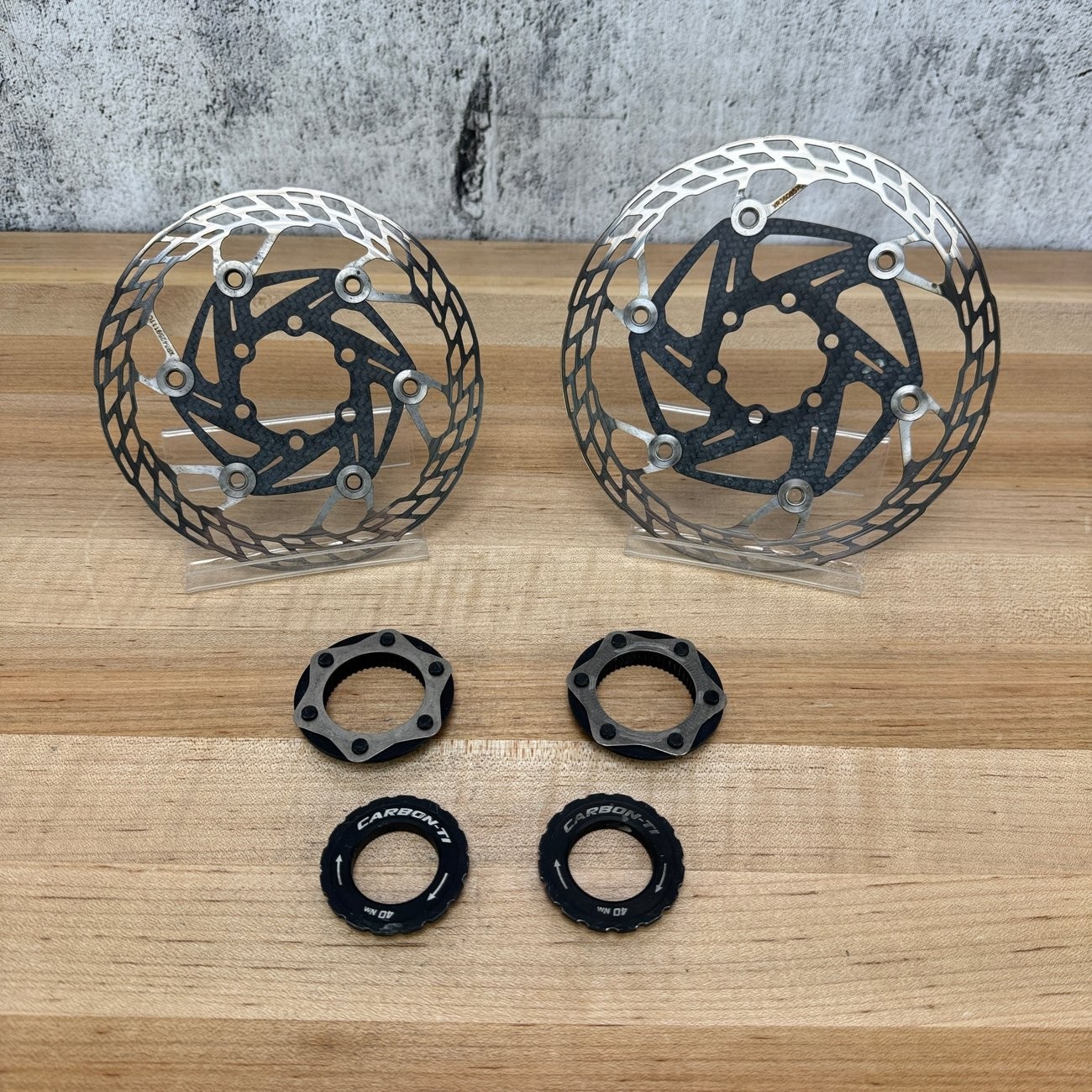Carbon-Ti X Carbon 6-Bolt 160/140mm Disc Brake Rotors + Center Lock Adapters