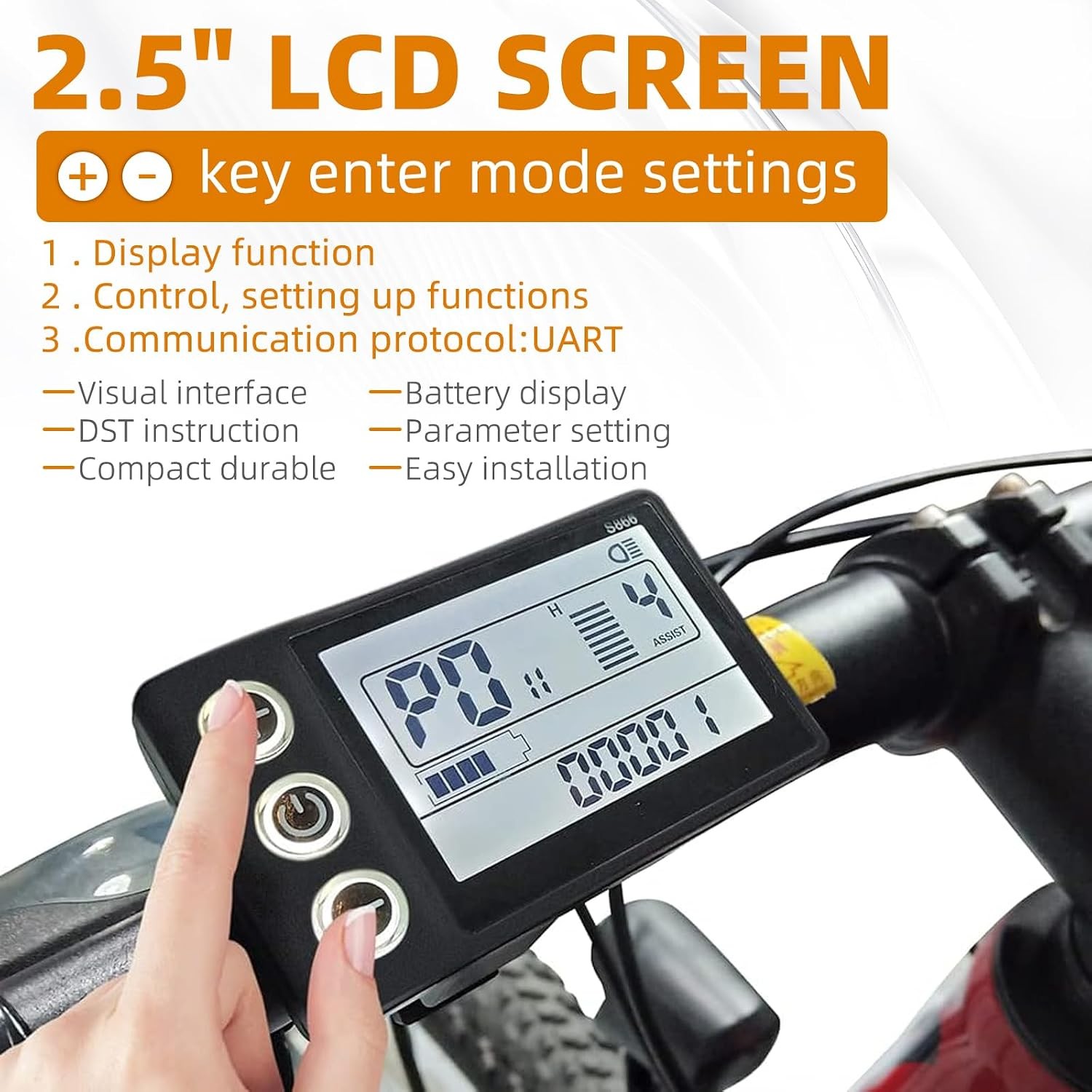S866 Electric Bicycle LCD Display Meter, 24V 36V 48V Ebike LCD Display Control P