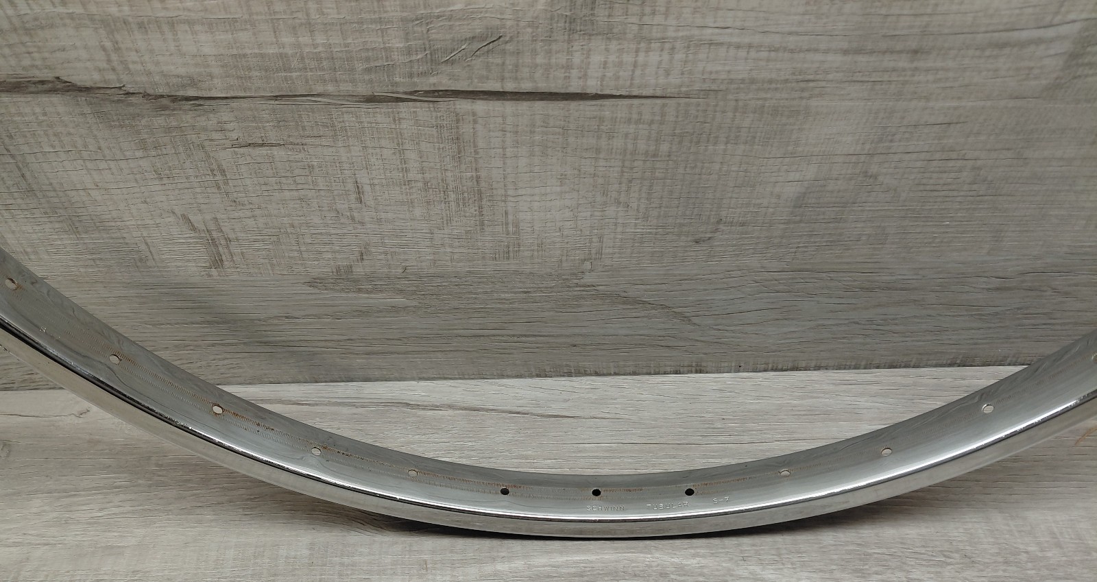 Vintage 26 X 1 3/4″ S-7 Chrome “Schwinn Tubular Rim” Stamped S-7 36 H Hoop Rim