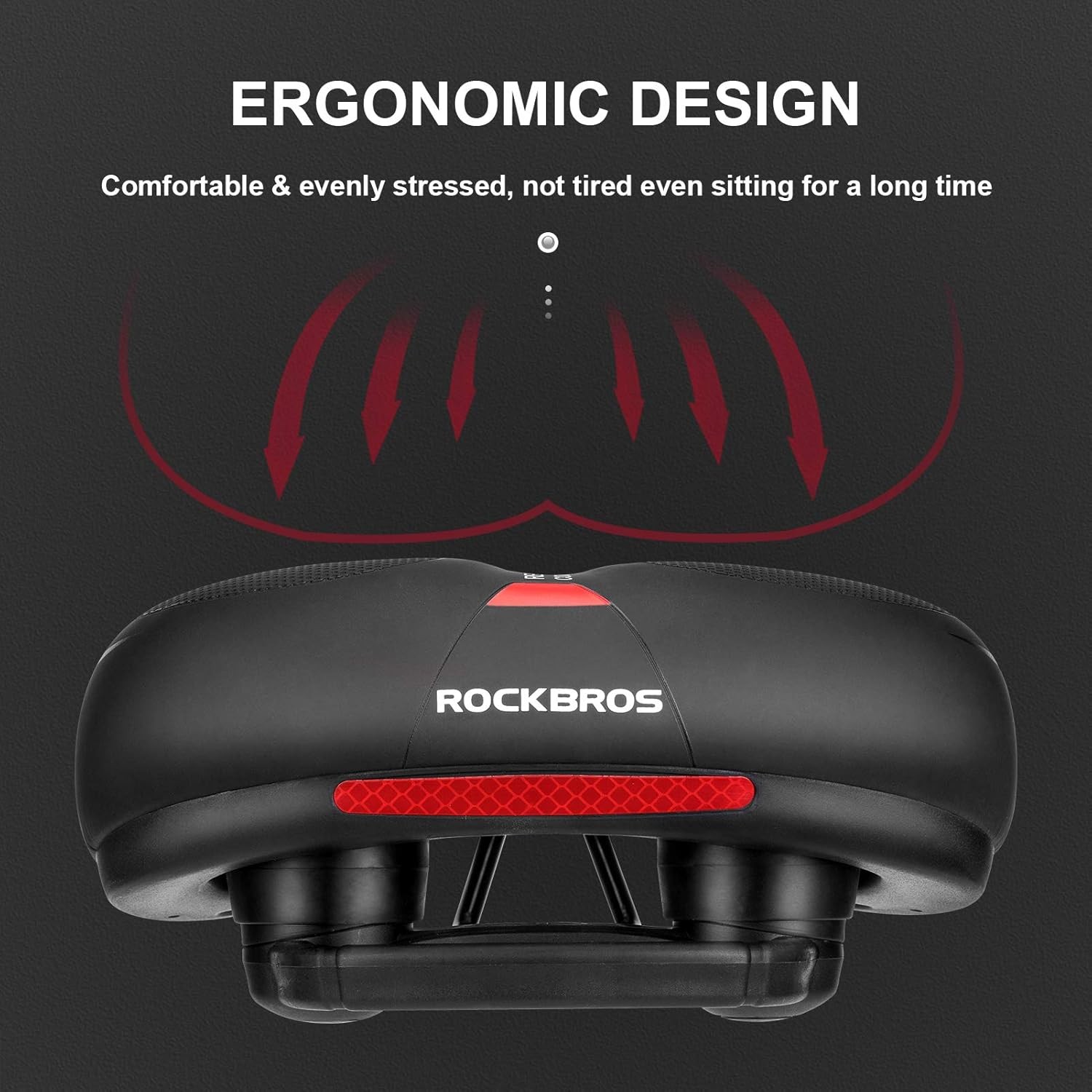 ROCKBROS Bike Seat Cushion w/Handle&Dual Shock Absorbing Ball Memory Foam Saddle