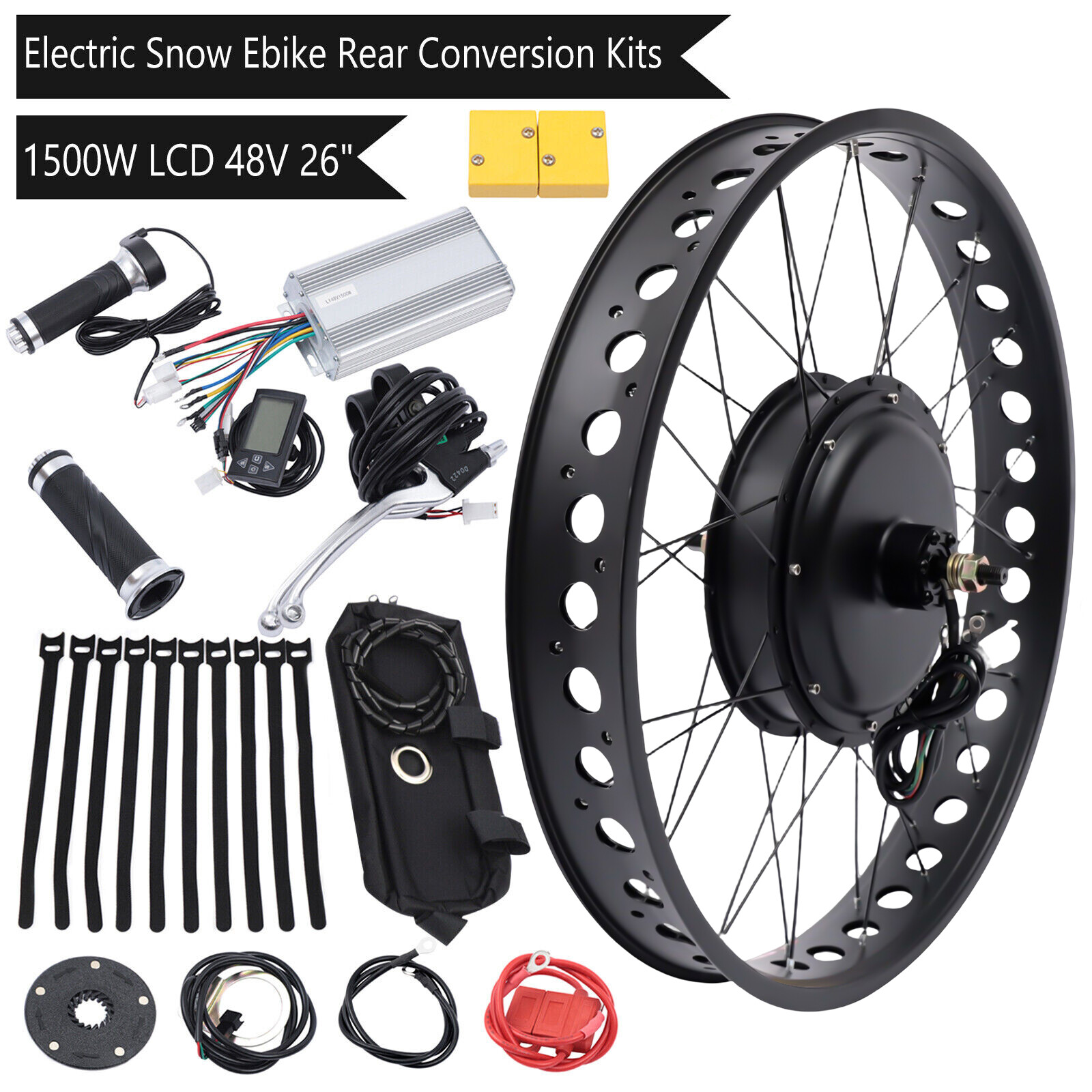 E-Bike Fat Tire Bicycle Rear Wheel Hub Motor Conversion Kit For 26″ 48V 1500W
