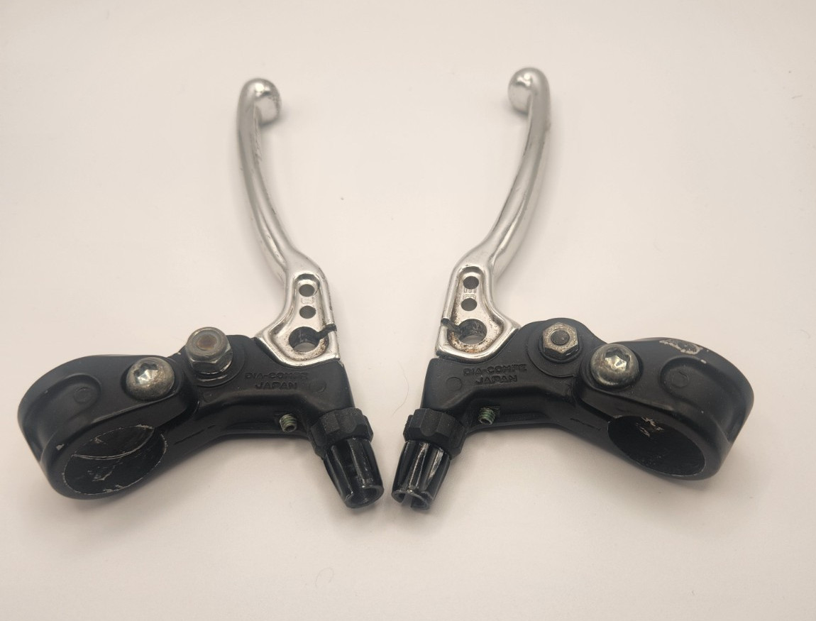 Dia-Compe Bicycle Brake Lever Set Pair Black/Silver Flat Bar Cable Brake Levers