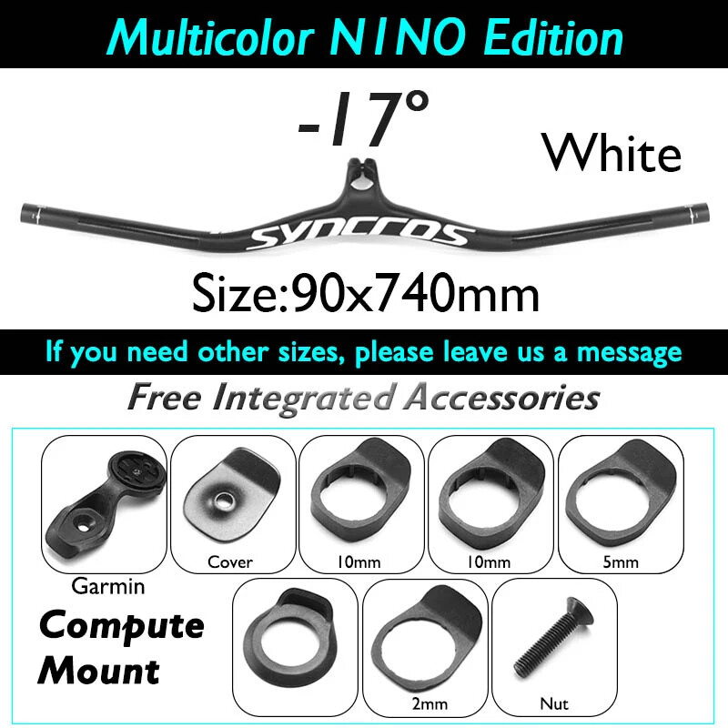 90*740mm Carbon Fiber Mountain Bike Integrated Handlebar -8/-17/ -25 Degree