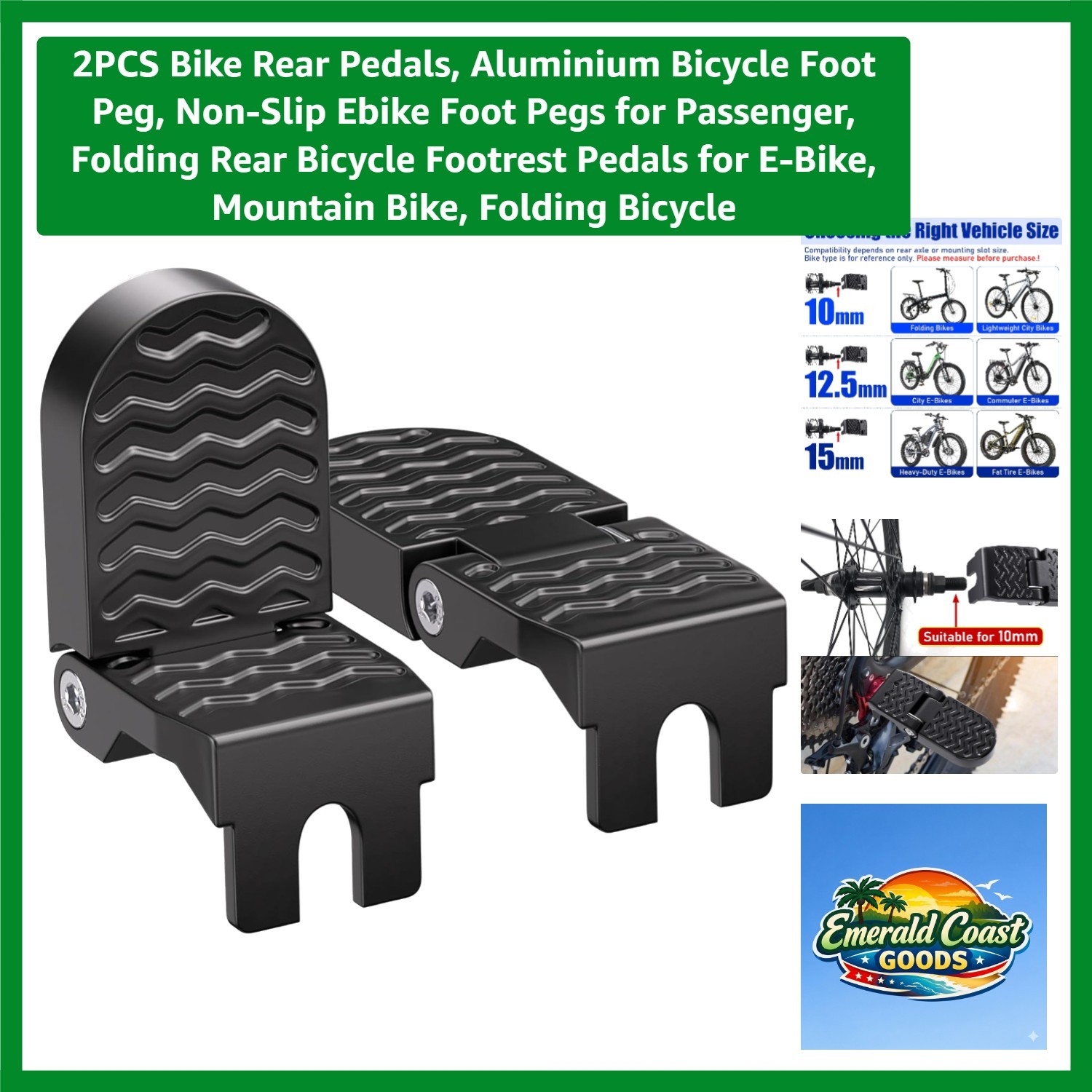 Collapsible 2PCS Non-Slip Aluminium Bicycle Foot Pegs for Enhanced Riding Safety
