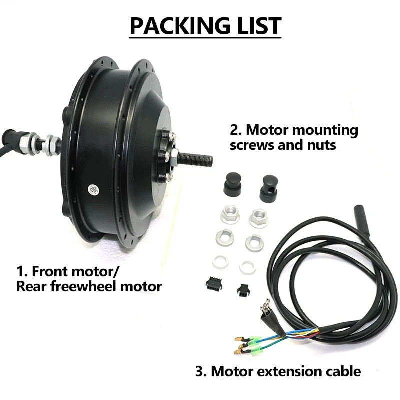 250W 350W 500W MTB Electric Bicycle Front Rear Hub Motor Waterproof 9 Pins Plug