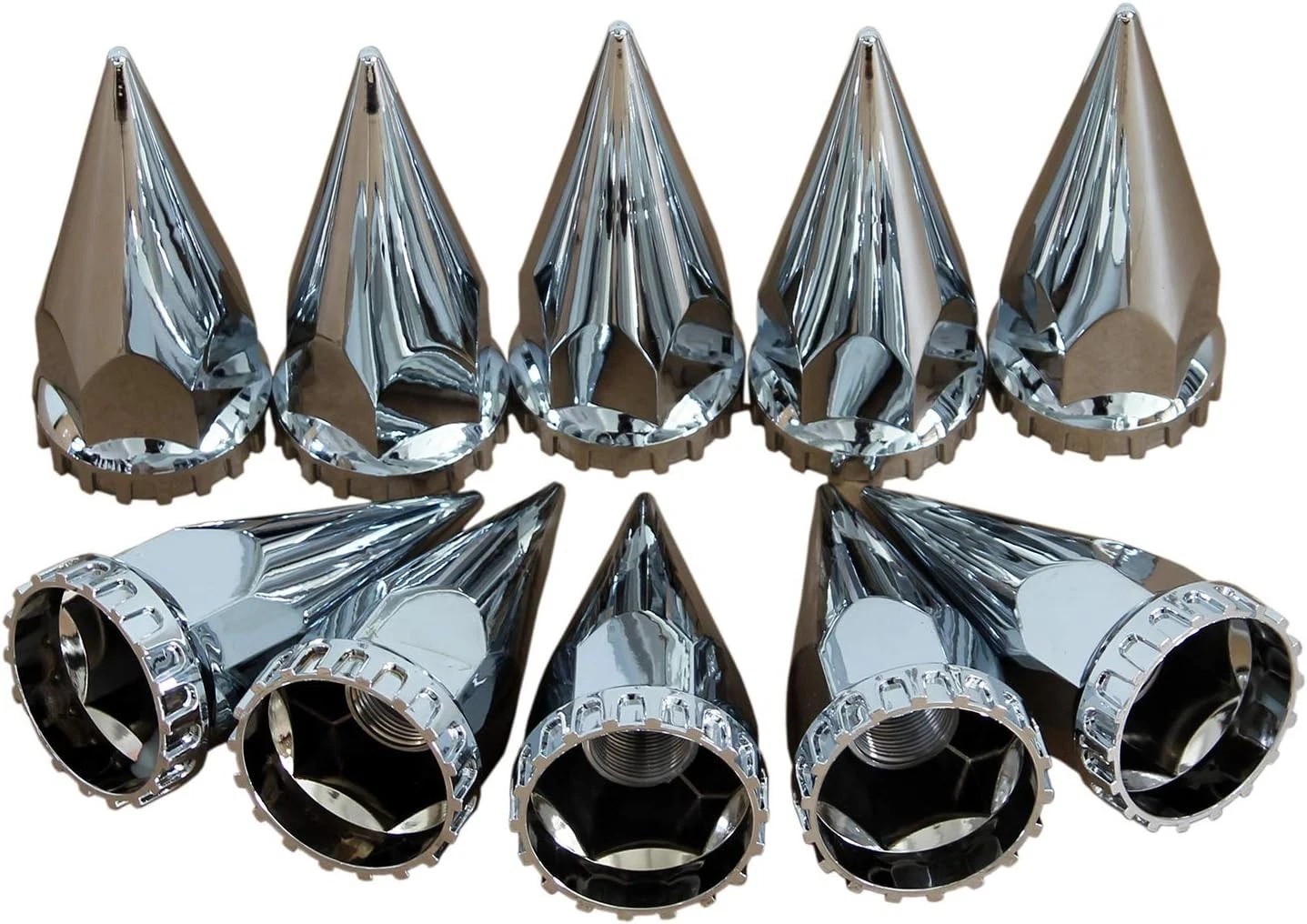 Chrome ABS Complete Axle Cover Set with Hub Caps and 33mm Screw-On Spiked Lug…