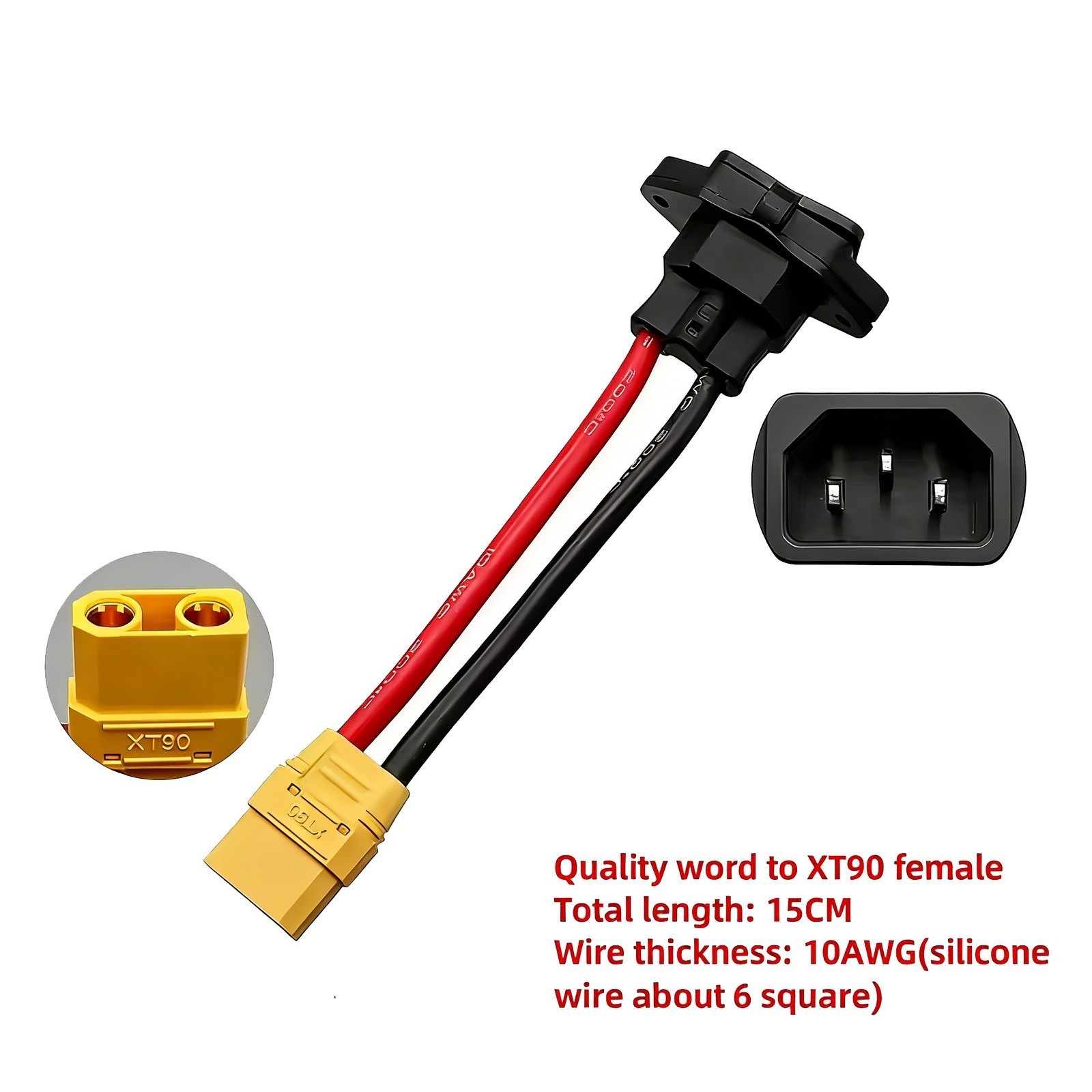 XT60/XT90 to C14 3-pin 10AWG Male Female Power Socket E-bike Charging Cable