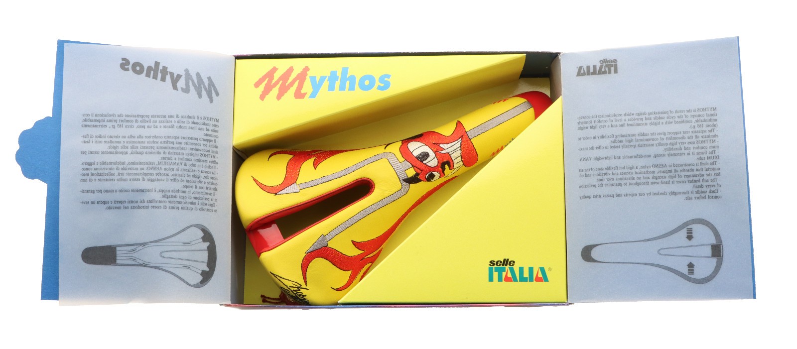 Selle Italia Mythos Saddle Claudio Chiappucci El Diablo Yellow/Red NIB NOS NEW