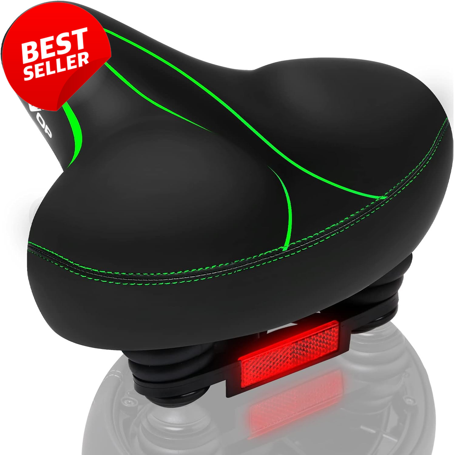 Oversized Bike Seat Wide Comfort Saddle Waterproof with Reflective Strip – US