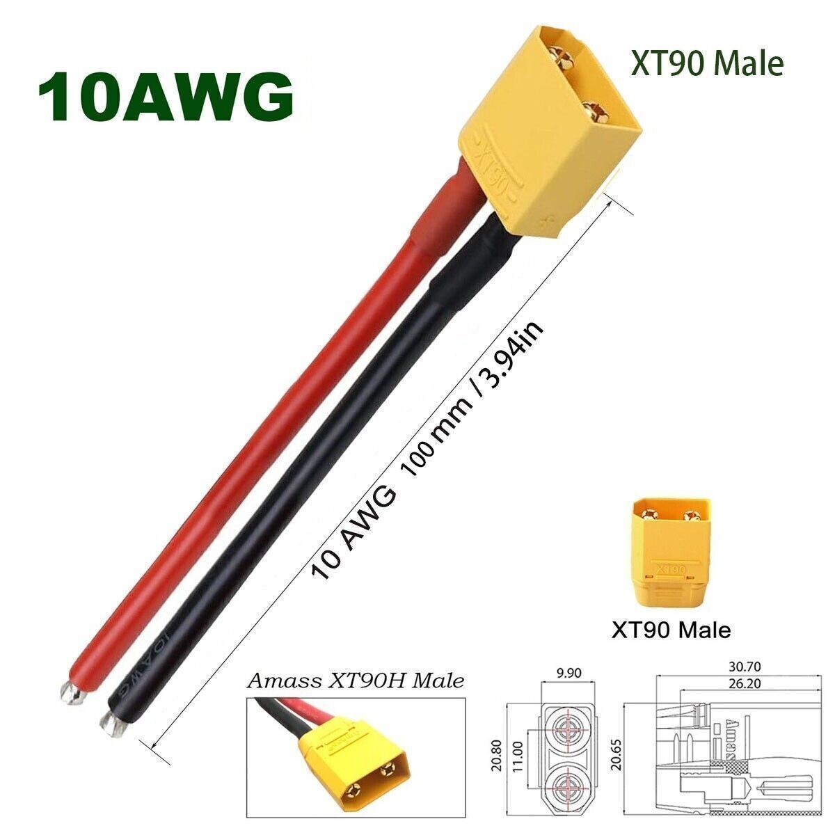 XT60 plug Male Bullet Connectors Extension Cable for ebike Scooter Lipo Battery
