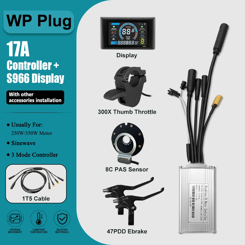 E-Bike Three-Mode Sine Wave Controller SM/WP Plug 36V 48V 17A 26A 30A 40A 60A