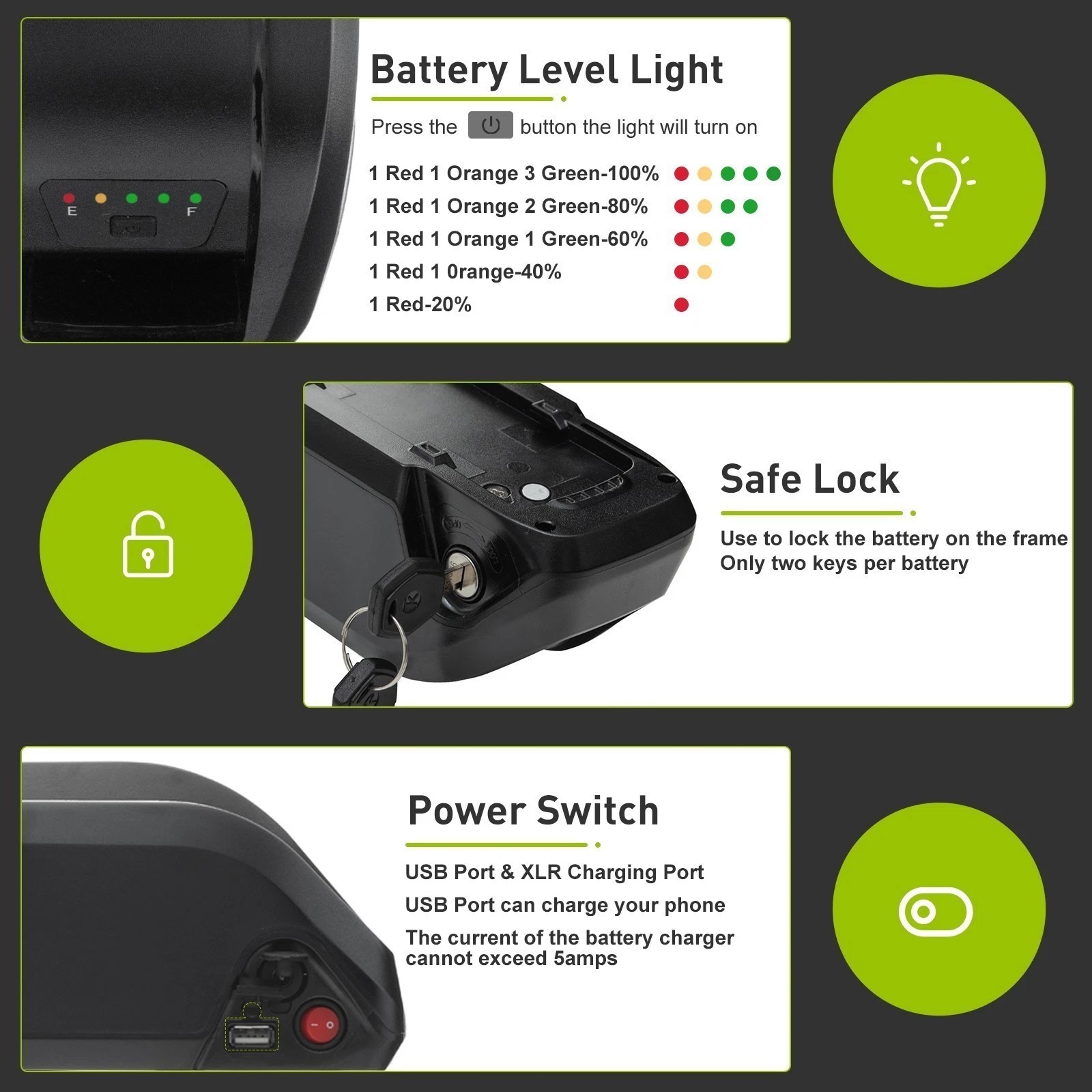 48V 10Ah/15Ah/20Ah electric bicycle lithium battery ebike battery ≤1500W Motors