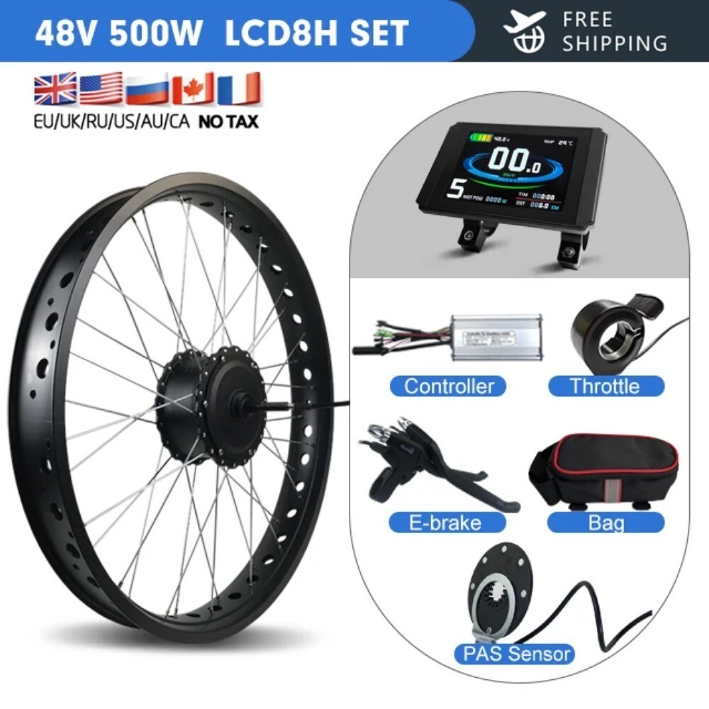 20 26inch Snow Electric Bike 36V48V 500W Rear Rotate 4.0Fat Tire Hub Motor Wheel