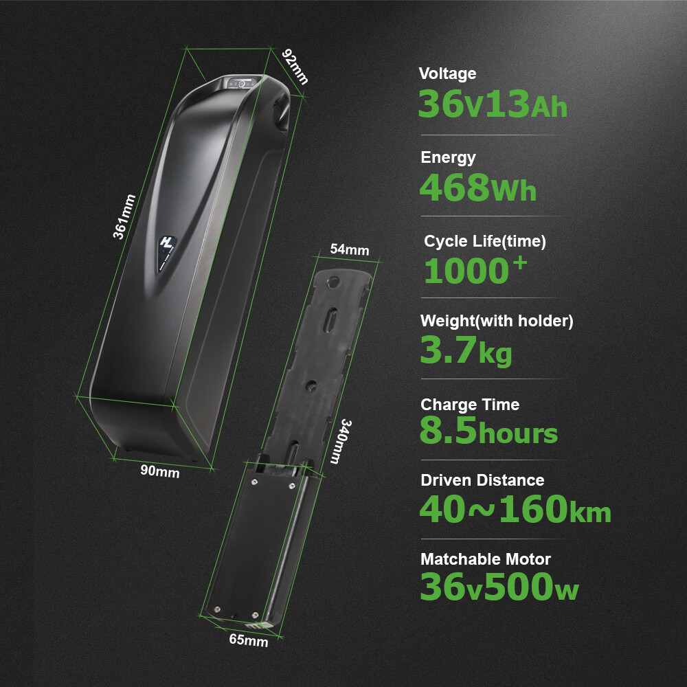 E bike Lithium Battery 36V 13Ah Hailong Ebike Battery 36V 500W Electric Bike