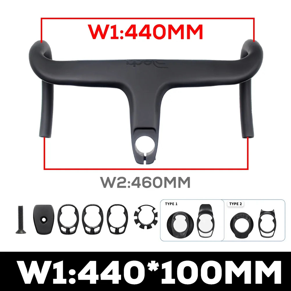 Road Bike Internal Cable Integrated Carbon Handlebar with Spacers Stem -10°