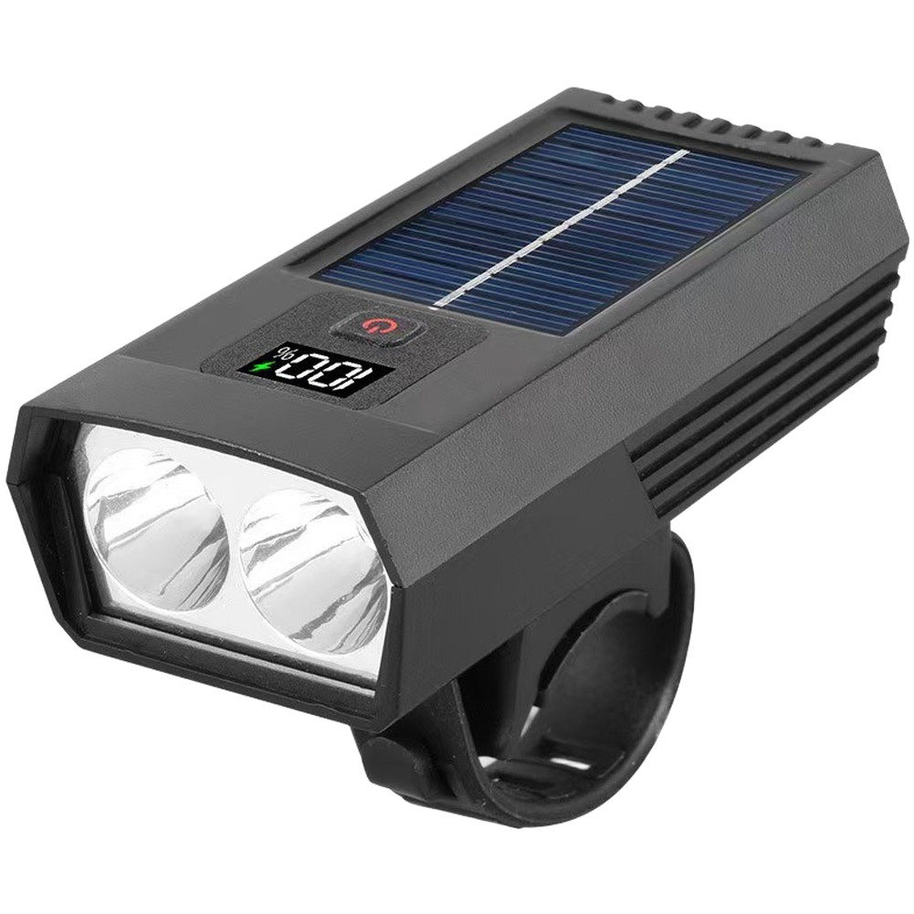 Solar Bike Front Light 100 Lumen Dual 3030 LEDs Wide 155 Deg Anti Glare