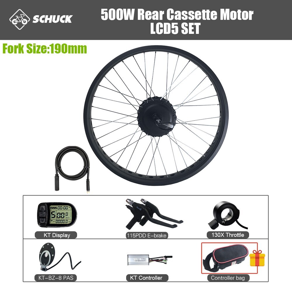 36V 48V 500W Rear Cassette Brushless Gear Motor Conversion Kit 20 26 Inch Wheel